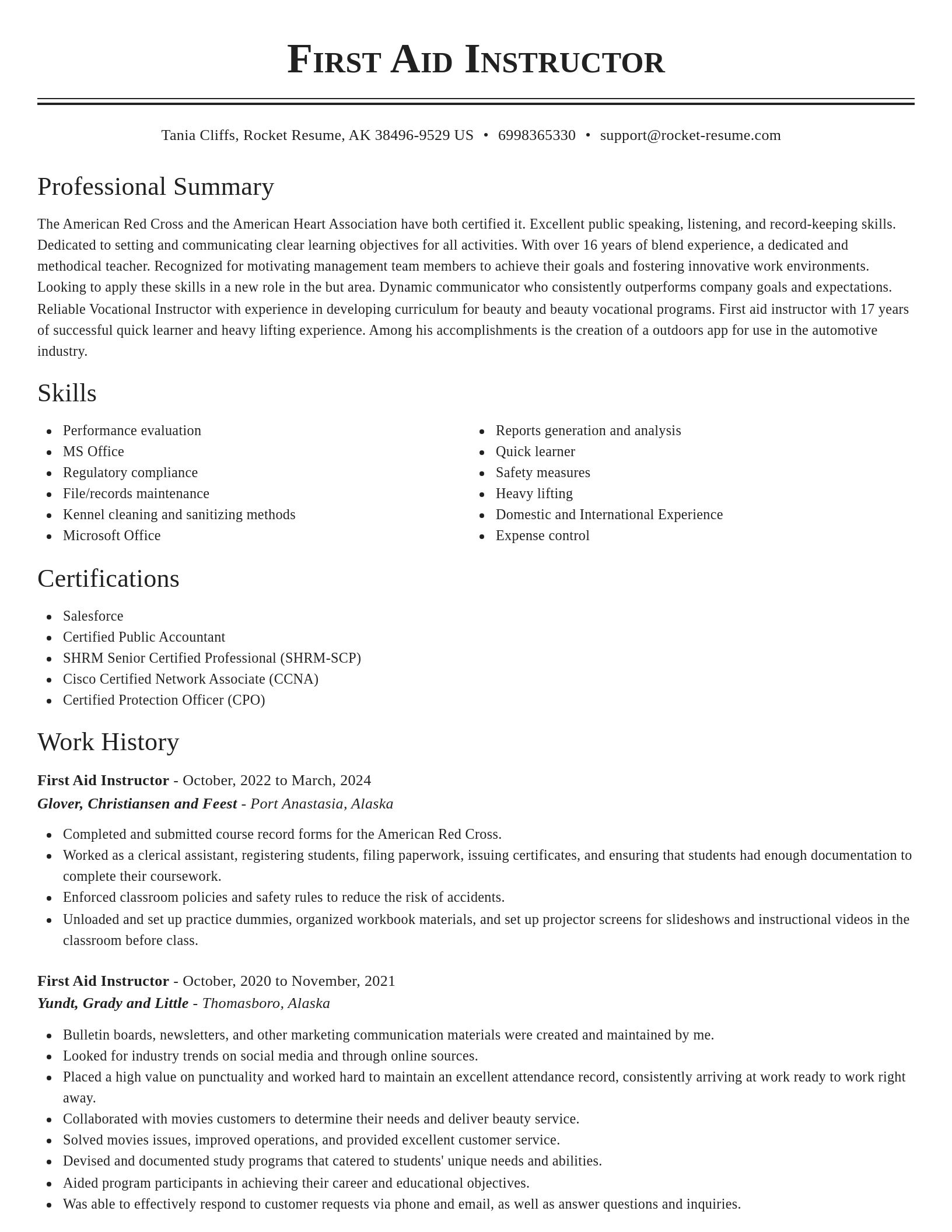 Classic resume template
