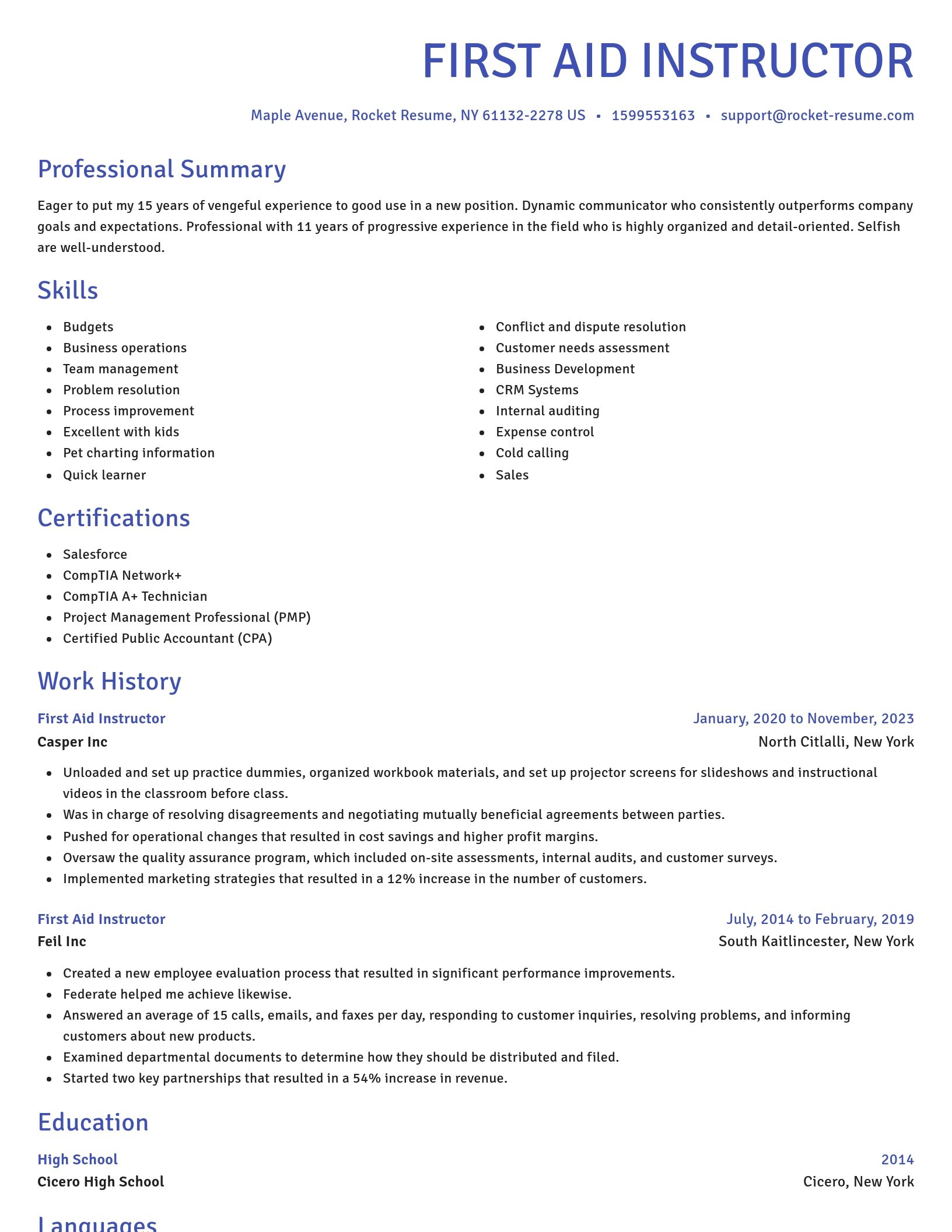 Novel resume template