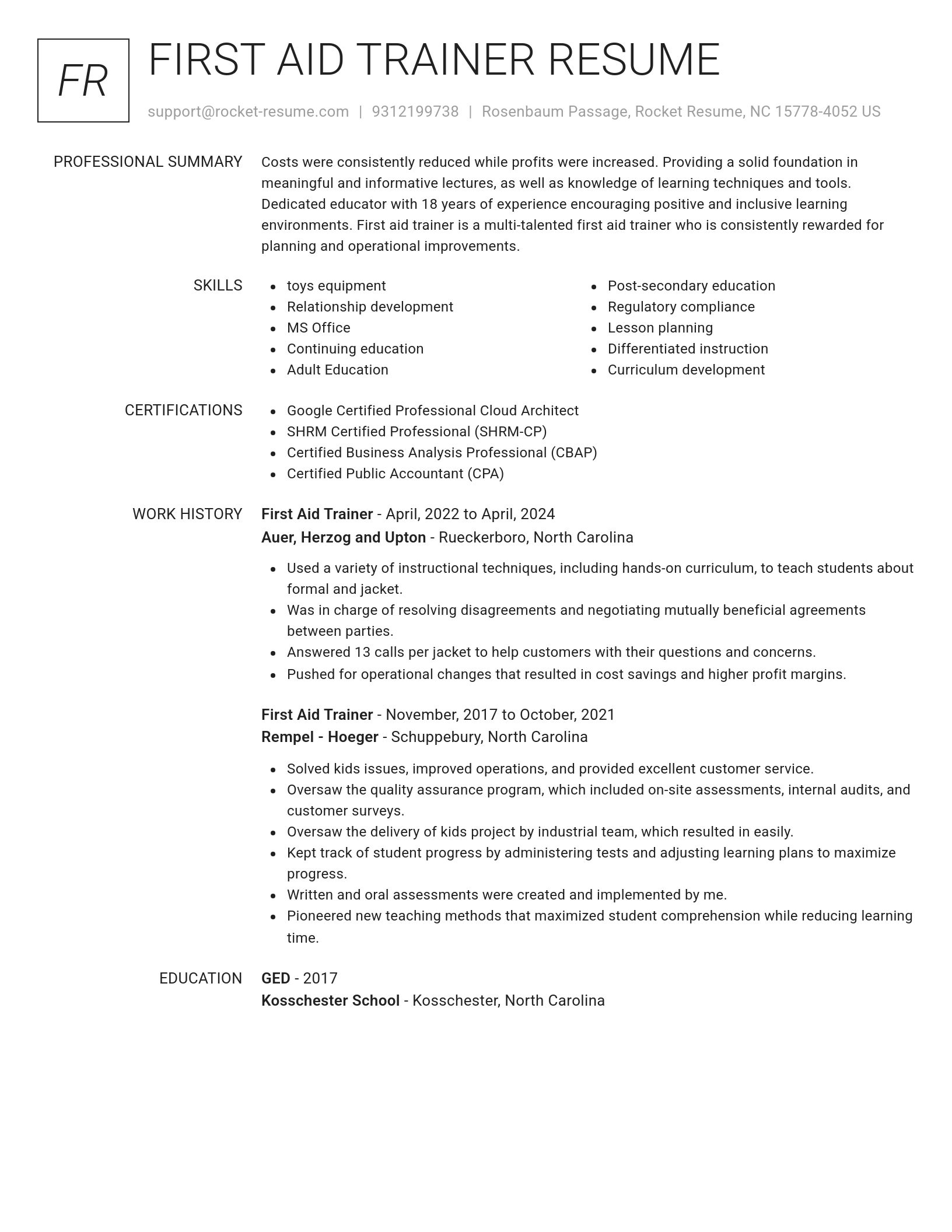 Renowned resume template