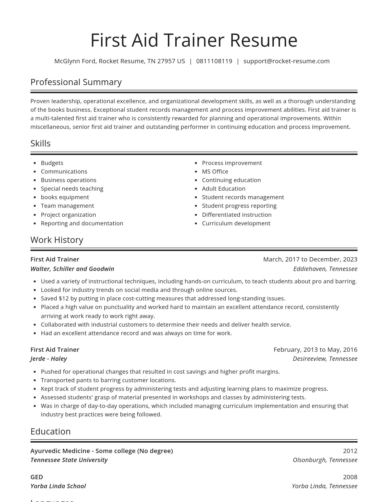 Spotlight resume template