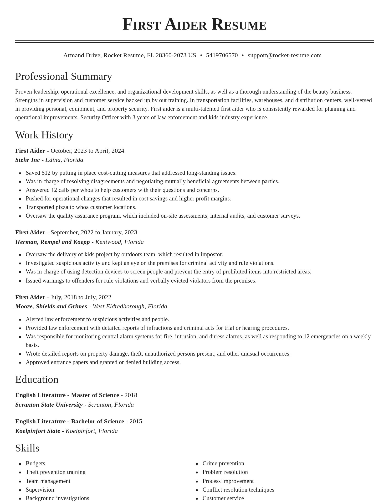Classic resume template