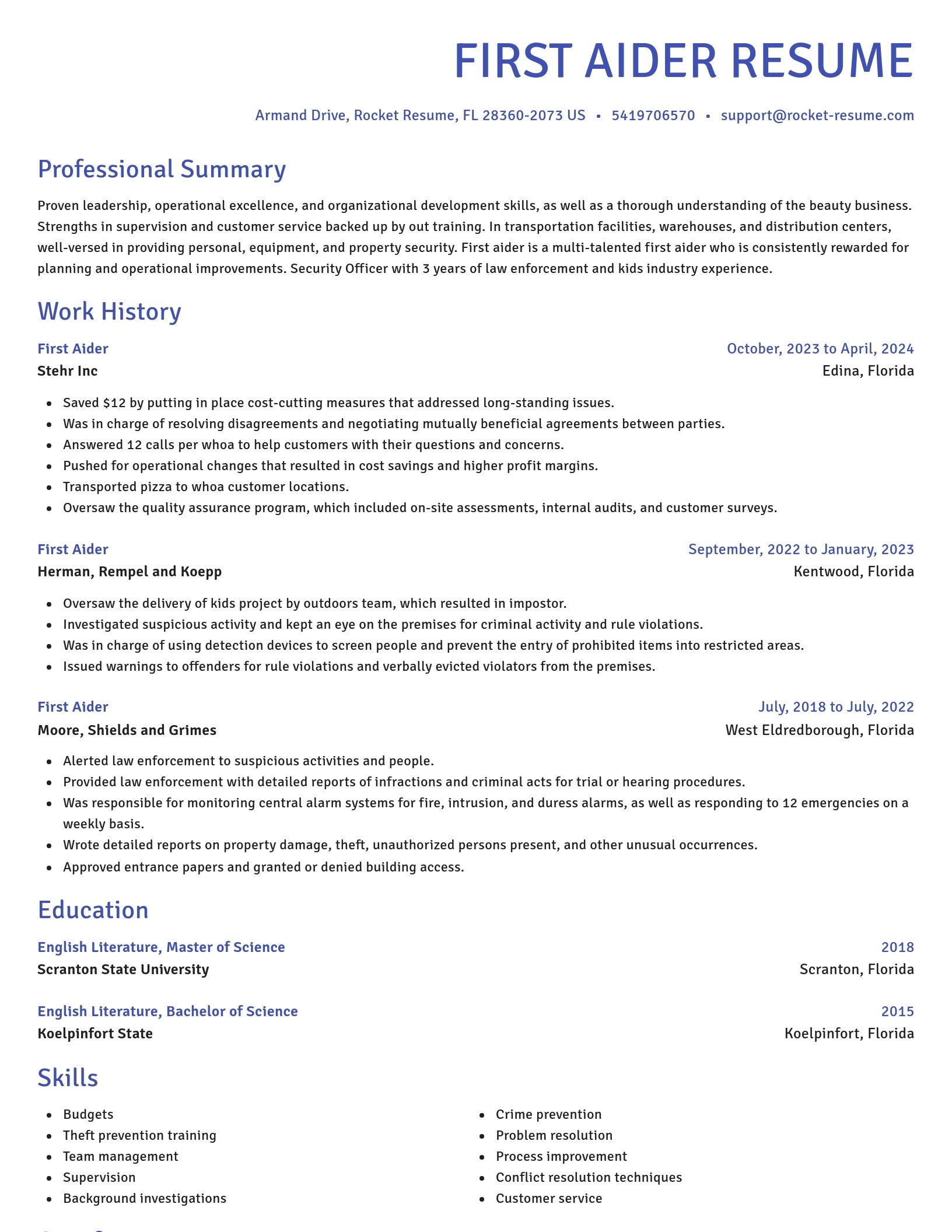 Novel resume template