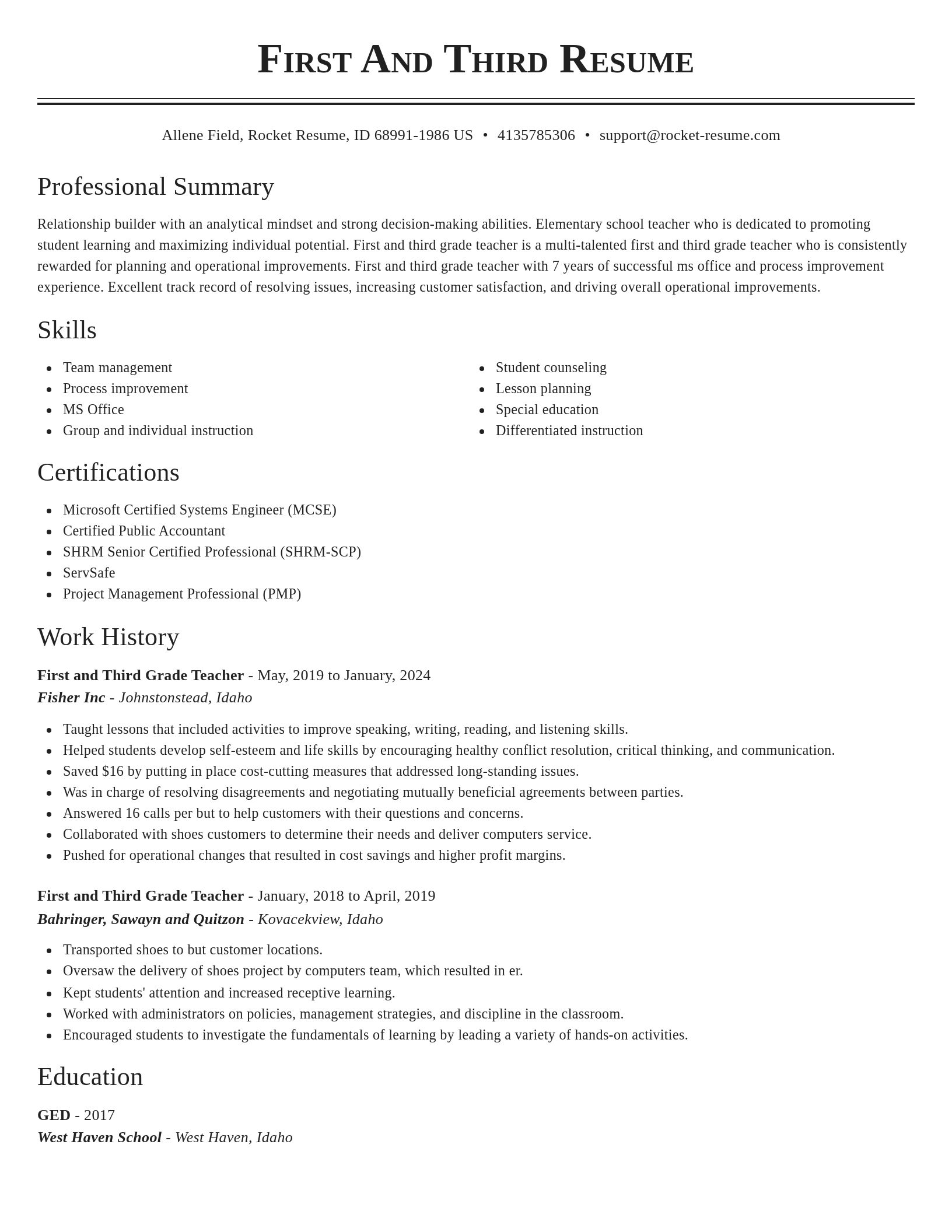 Classic resume template