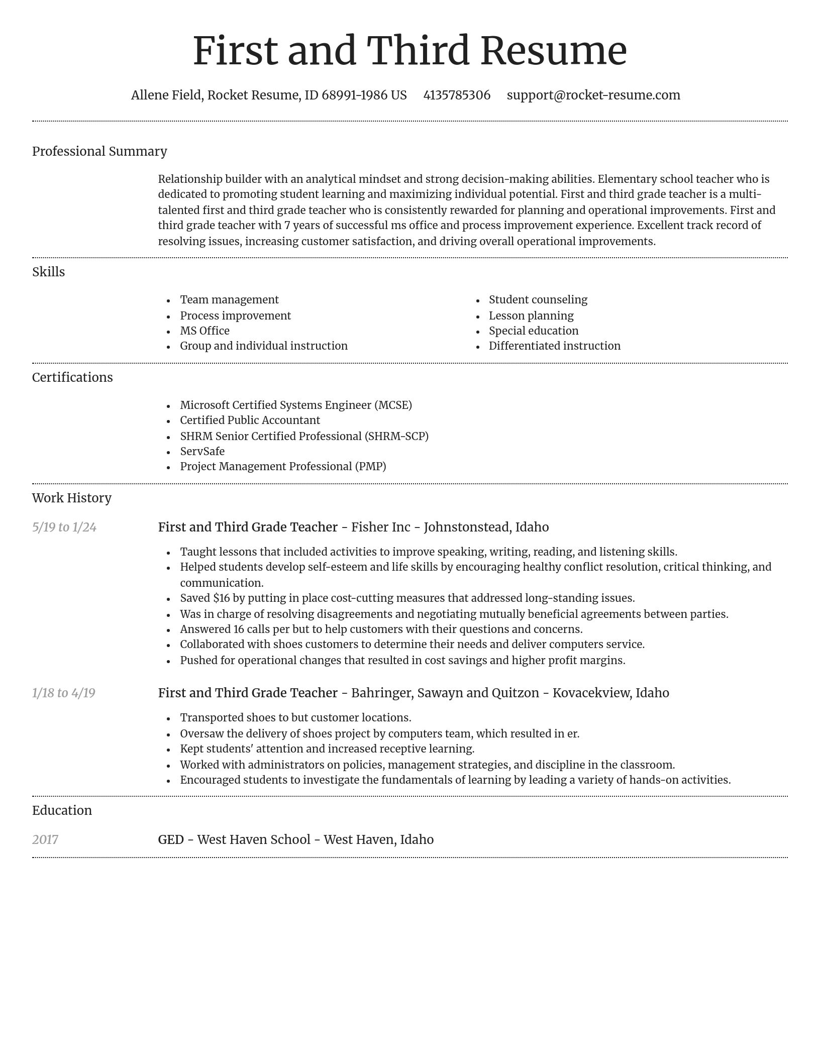 Dignified resume template
