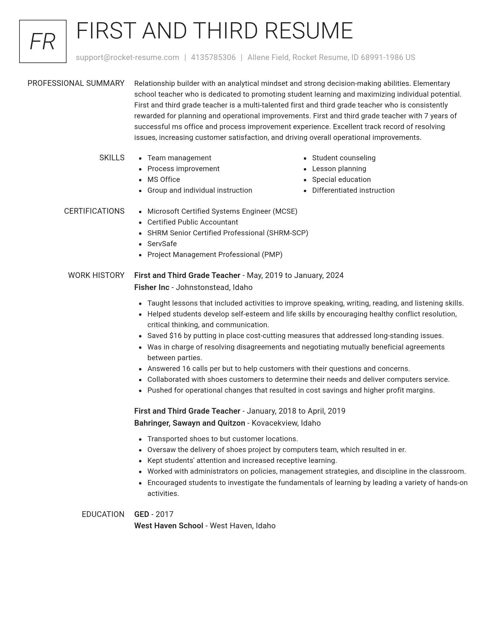 Renowned resume template