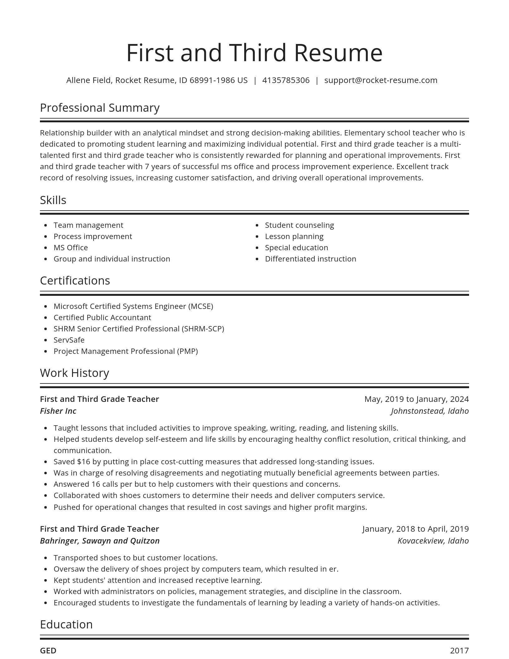 Spotlight resume template