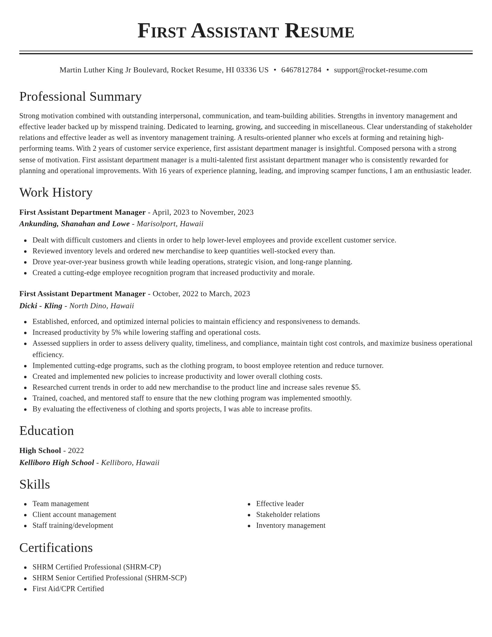 Classic resume template
