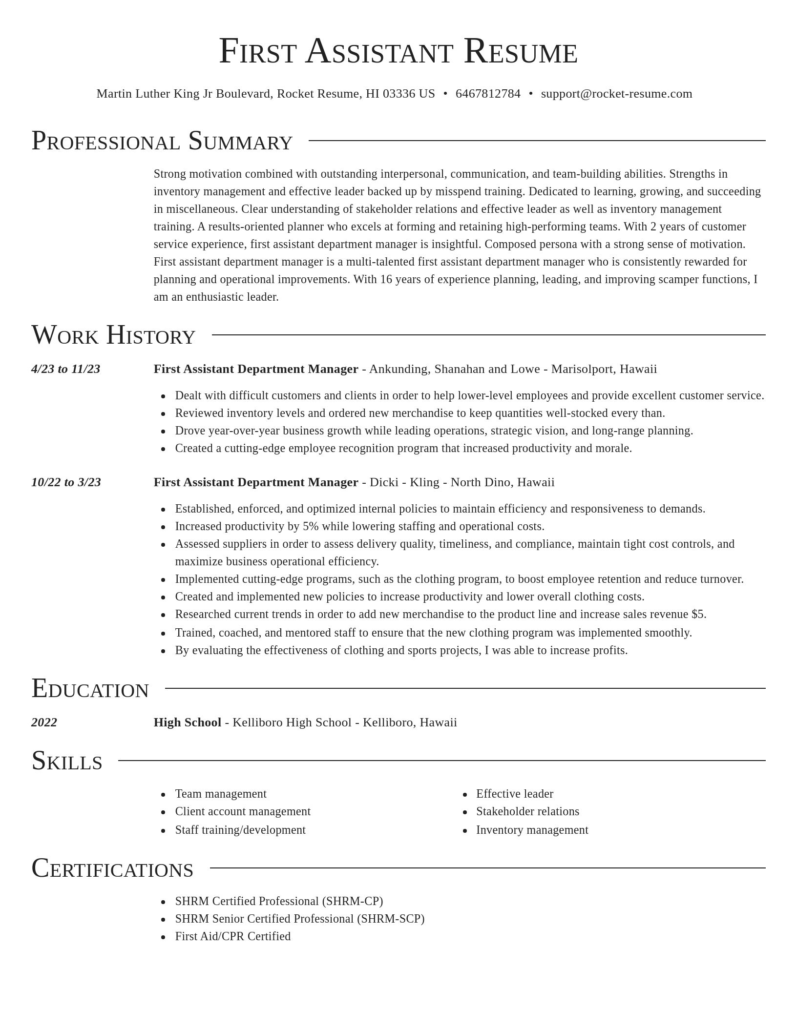 Director resume template