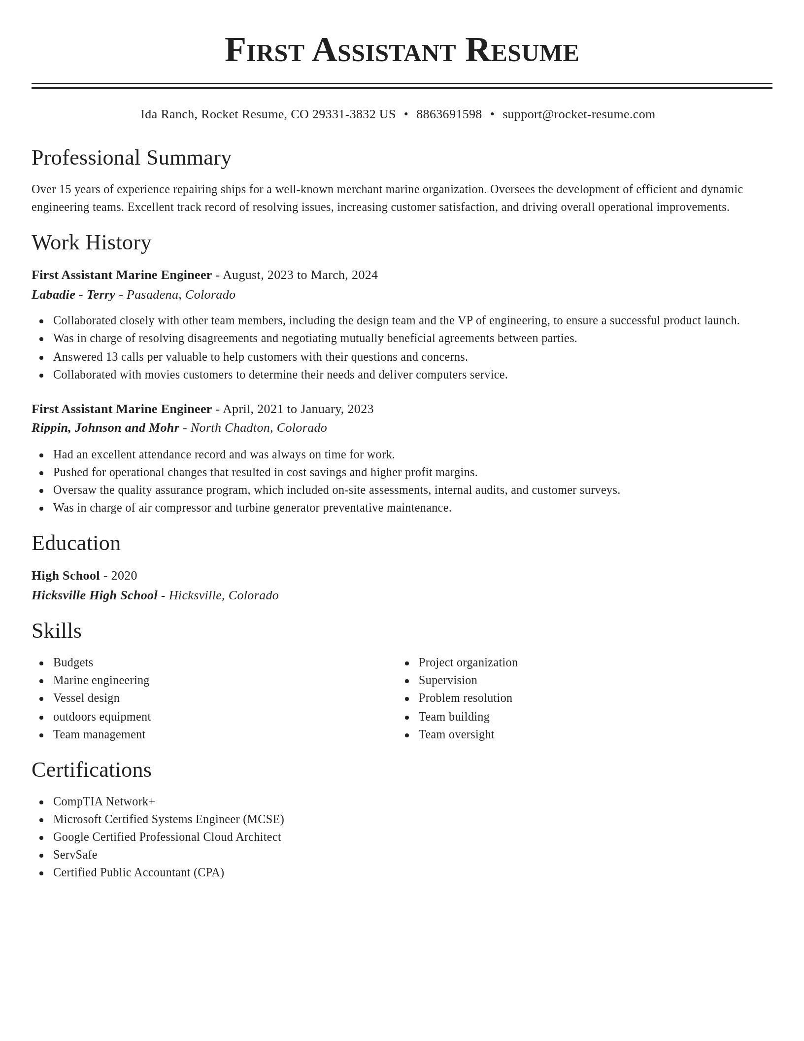 Classic resume template