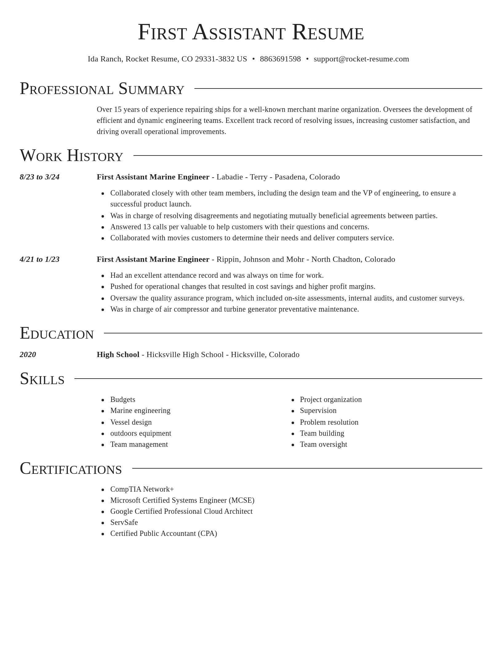 Director resume template