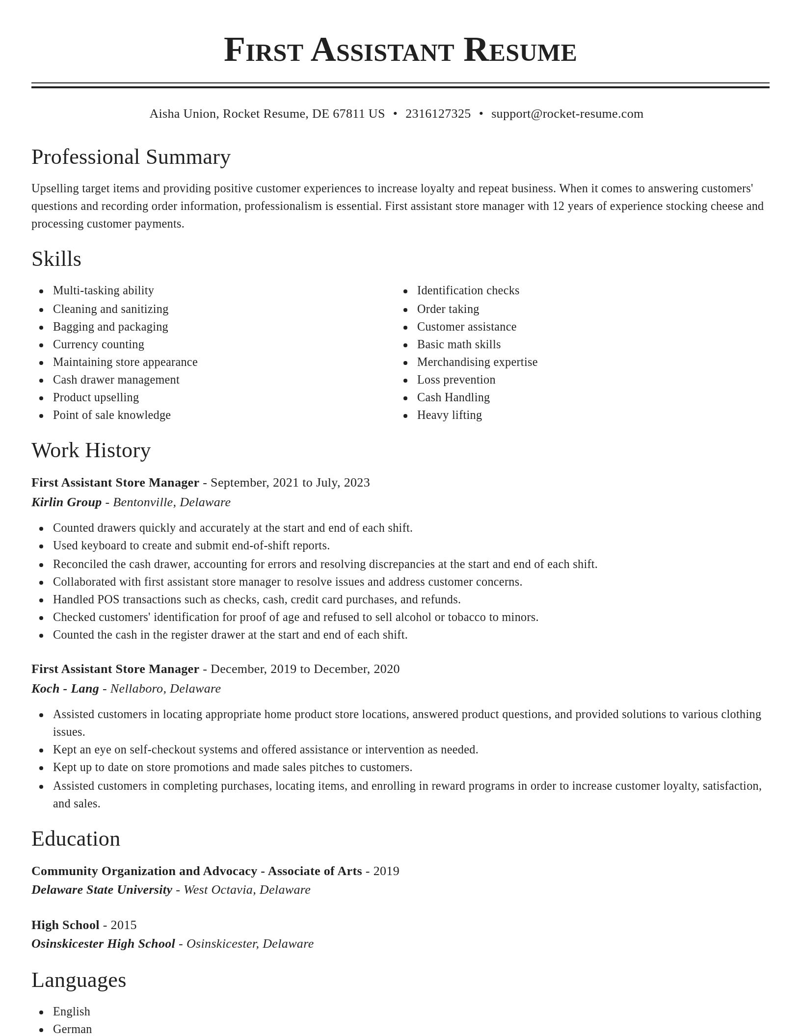 Classic resume template