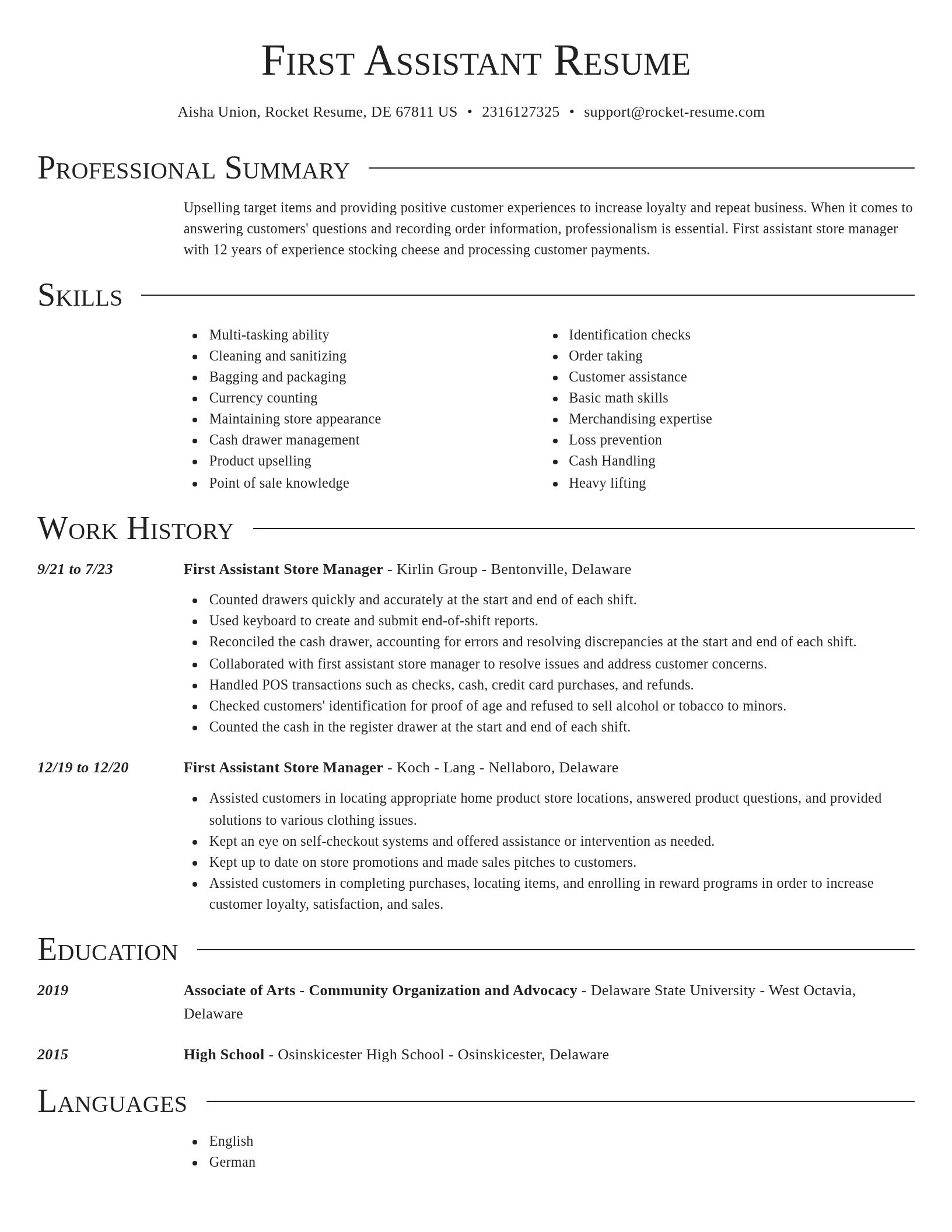 Director resume template