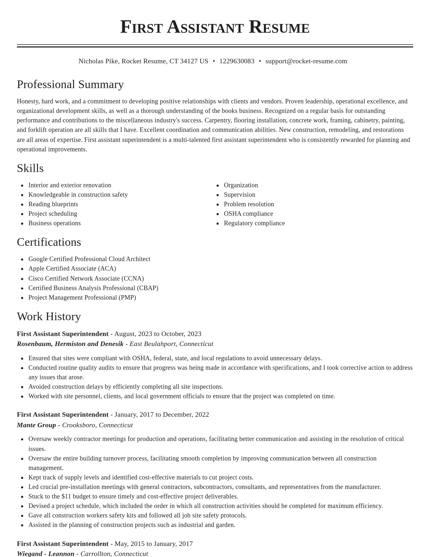 Classic resume template