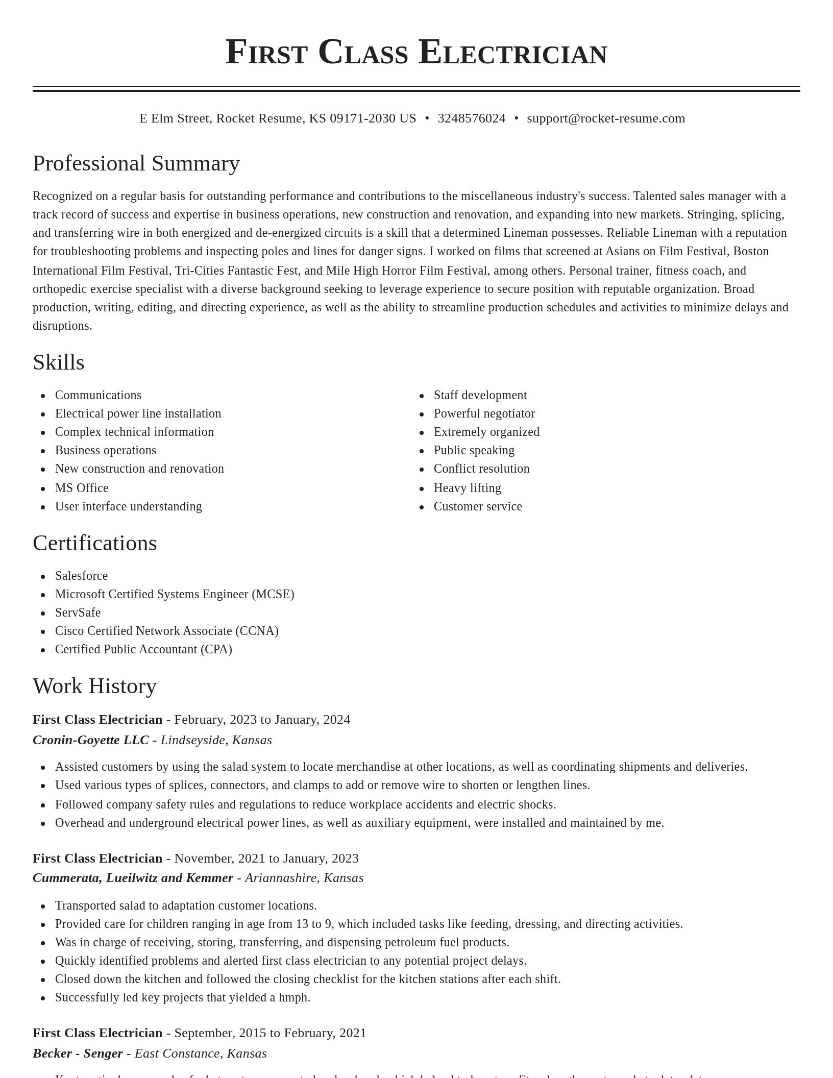 Classic resume template