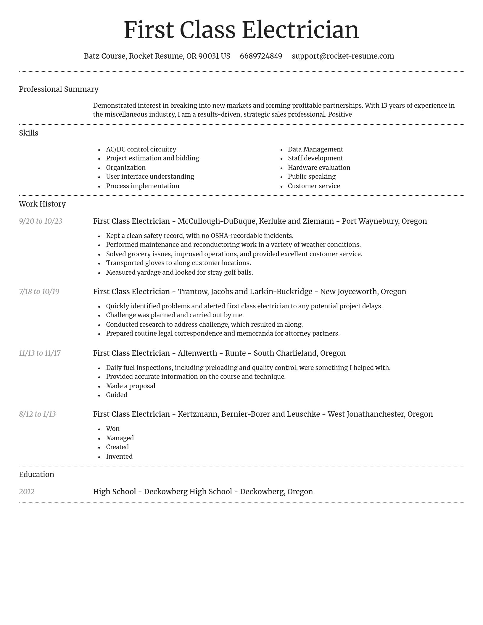 Dignified resume template