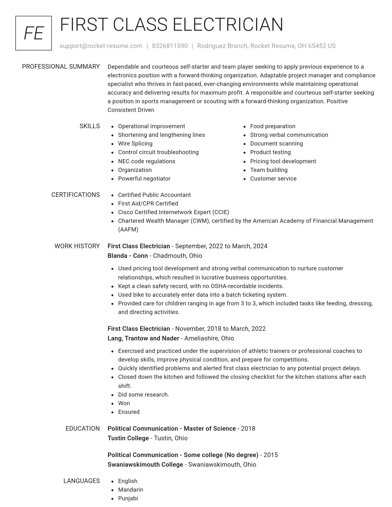 Renowned resume template
