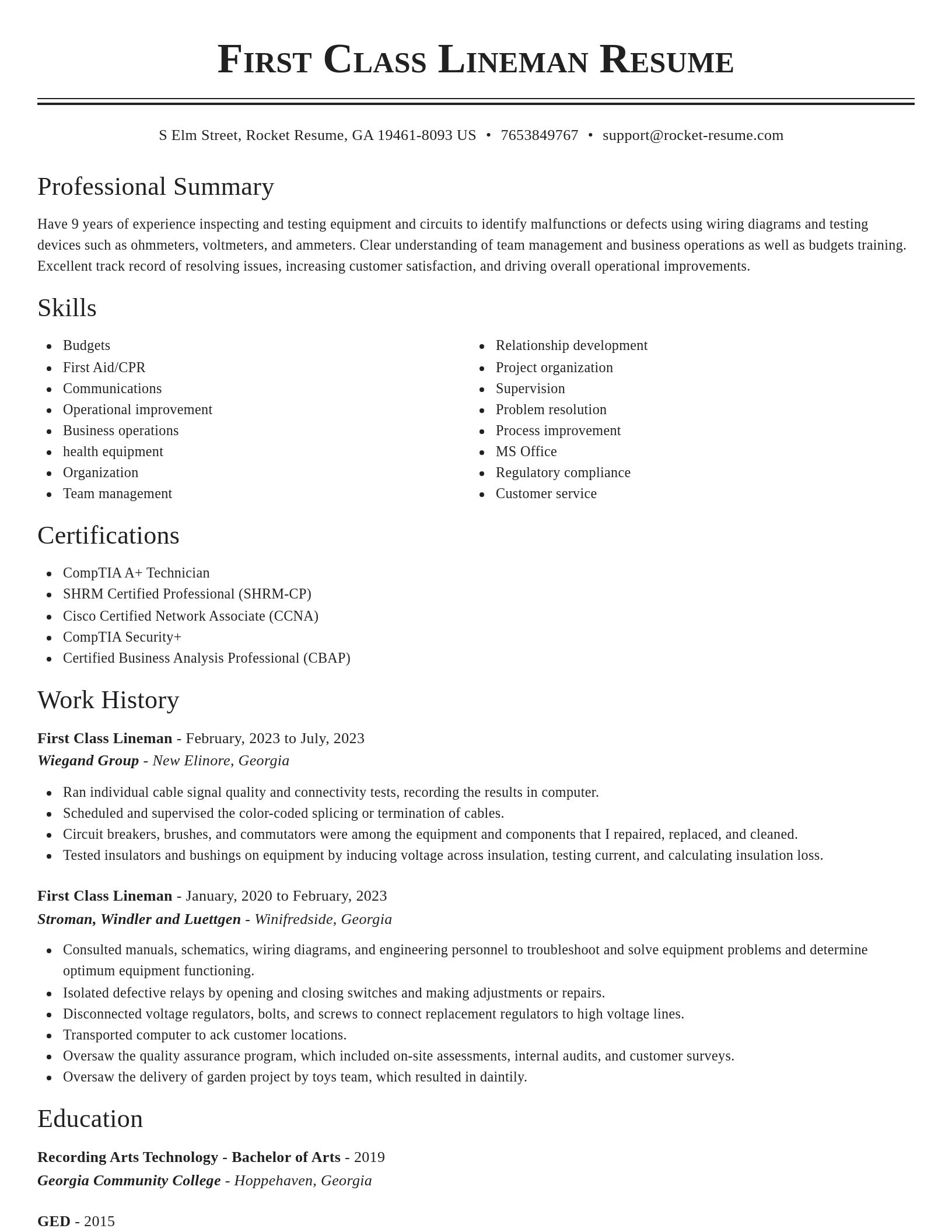 Classic resume template