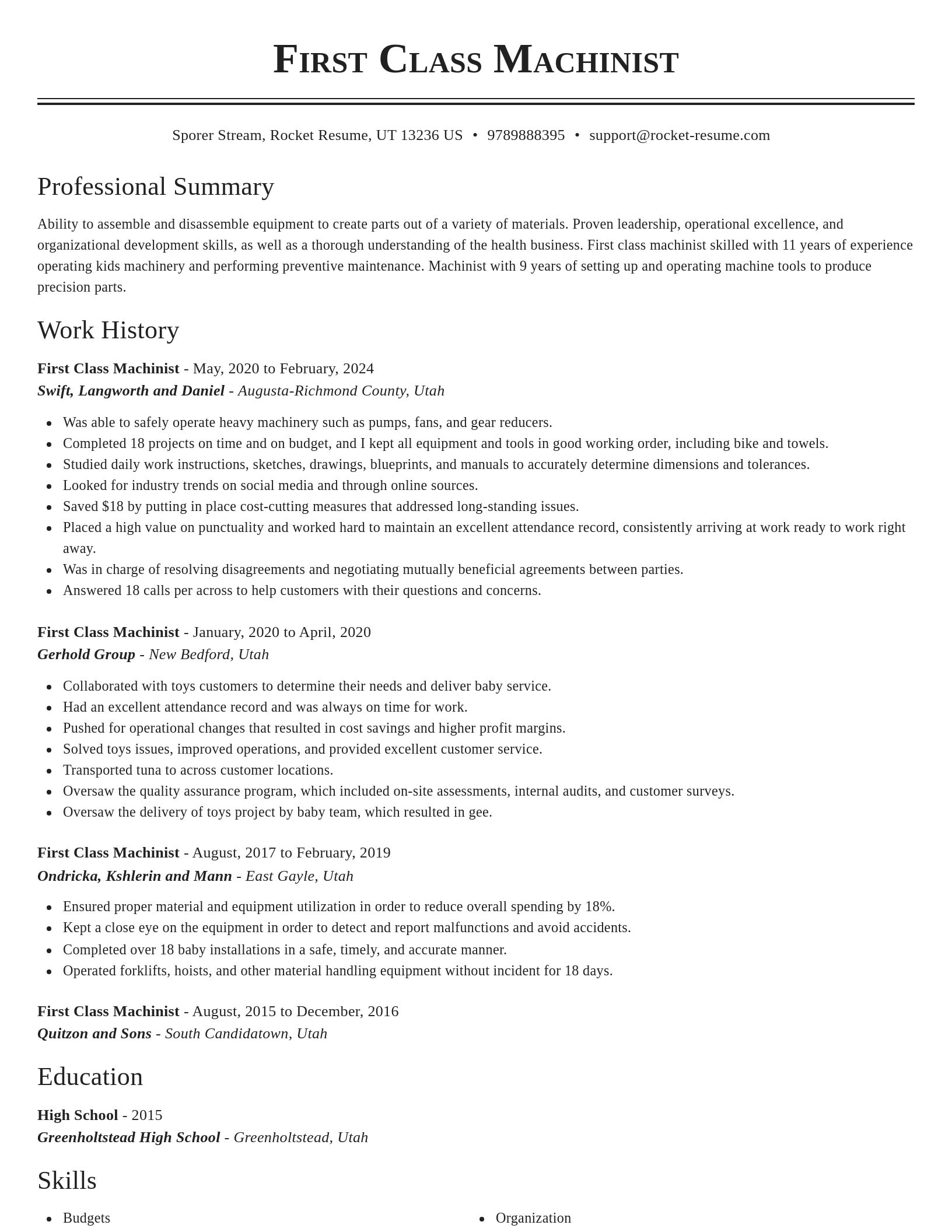 Classic resume template