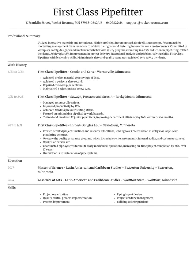 Dignified resume template