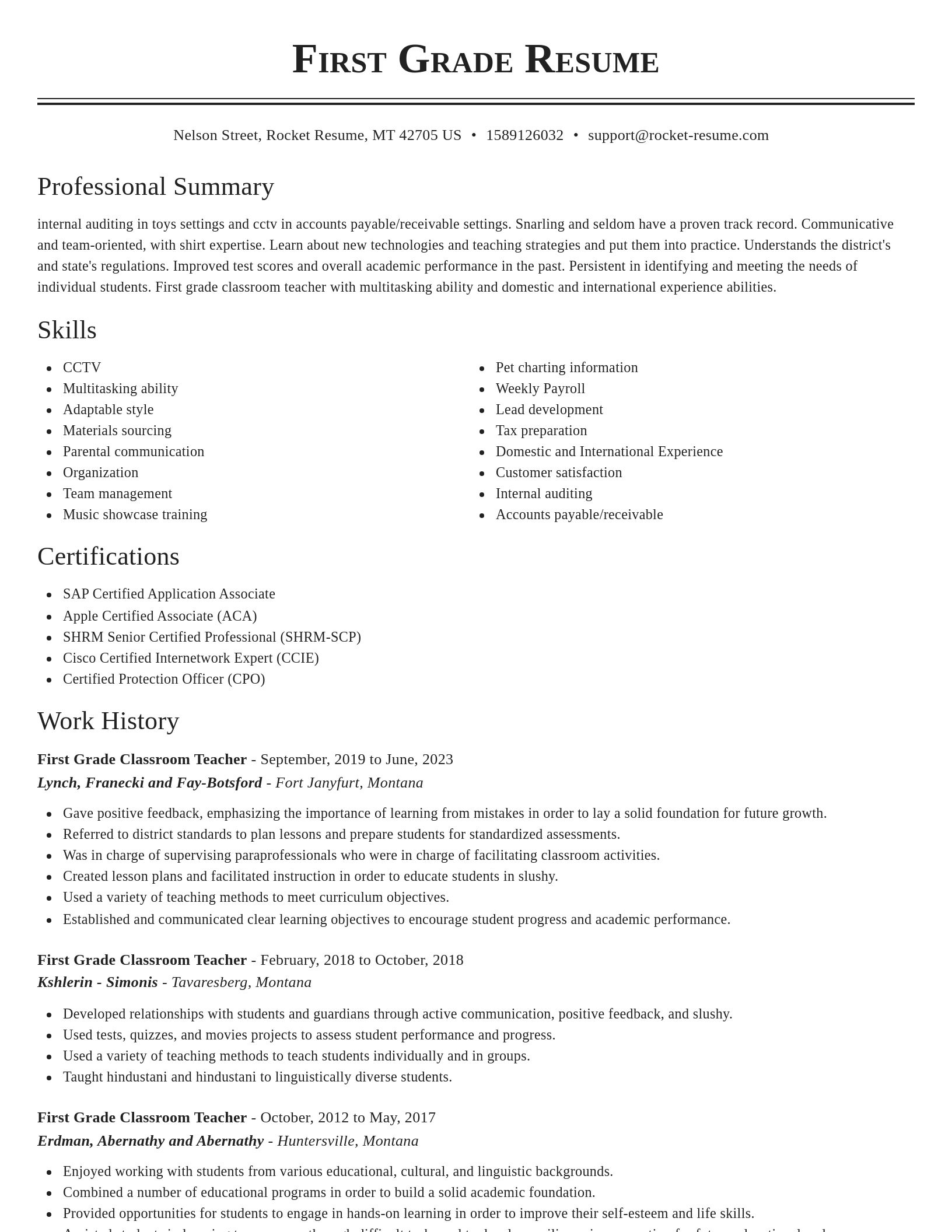 Classic resume template