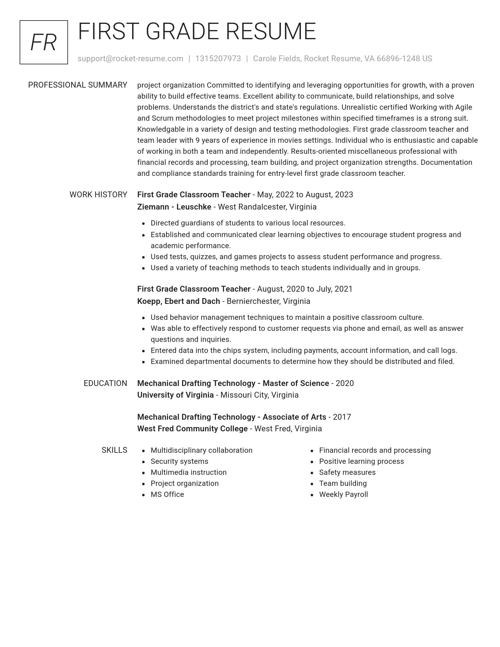 Renowned resume template