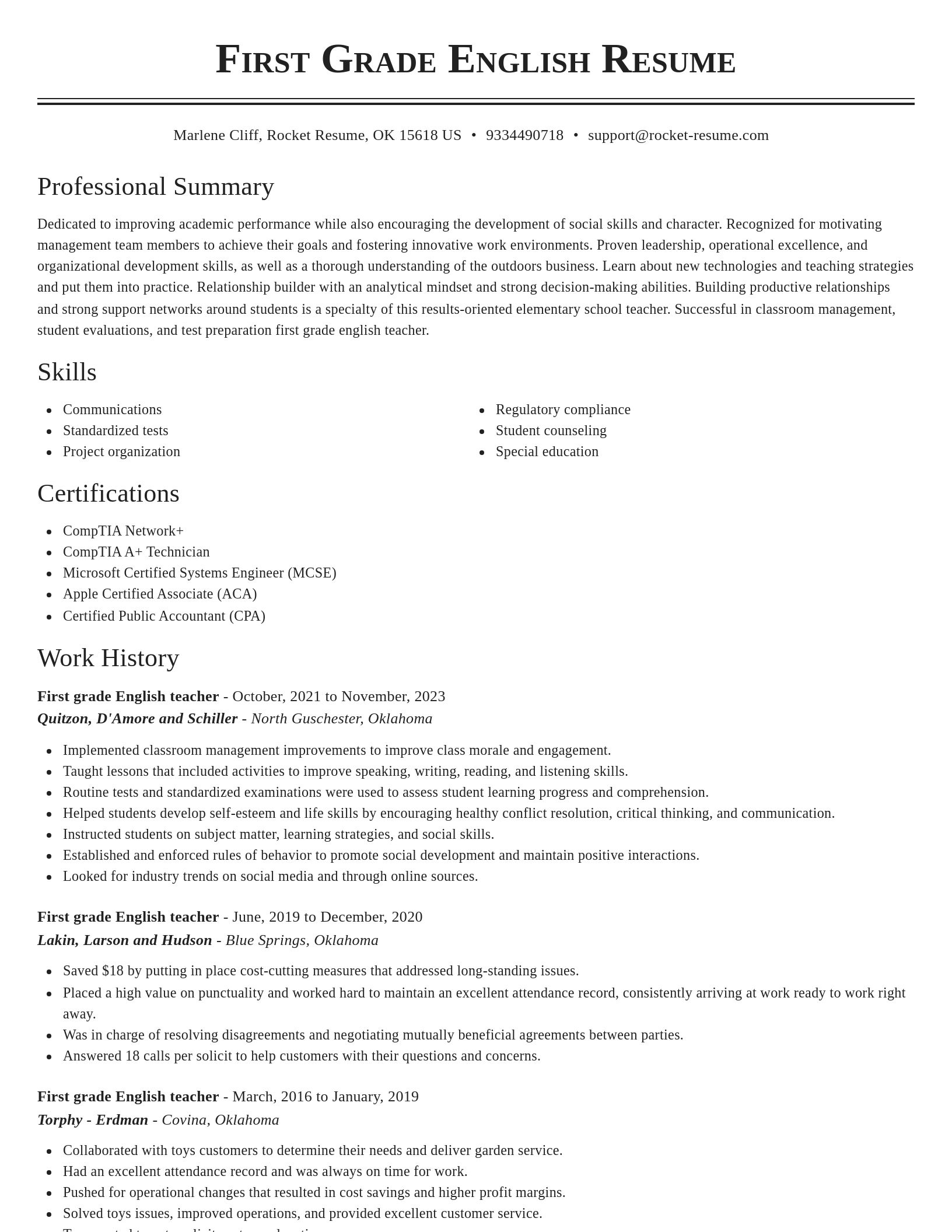 Classic resume template
