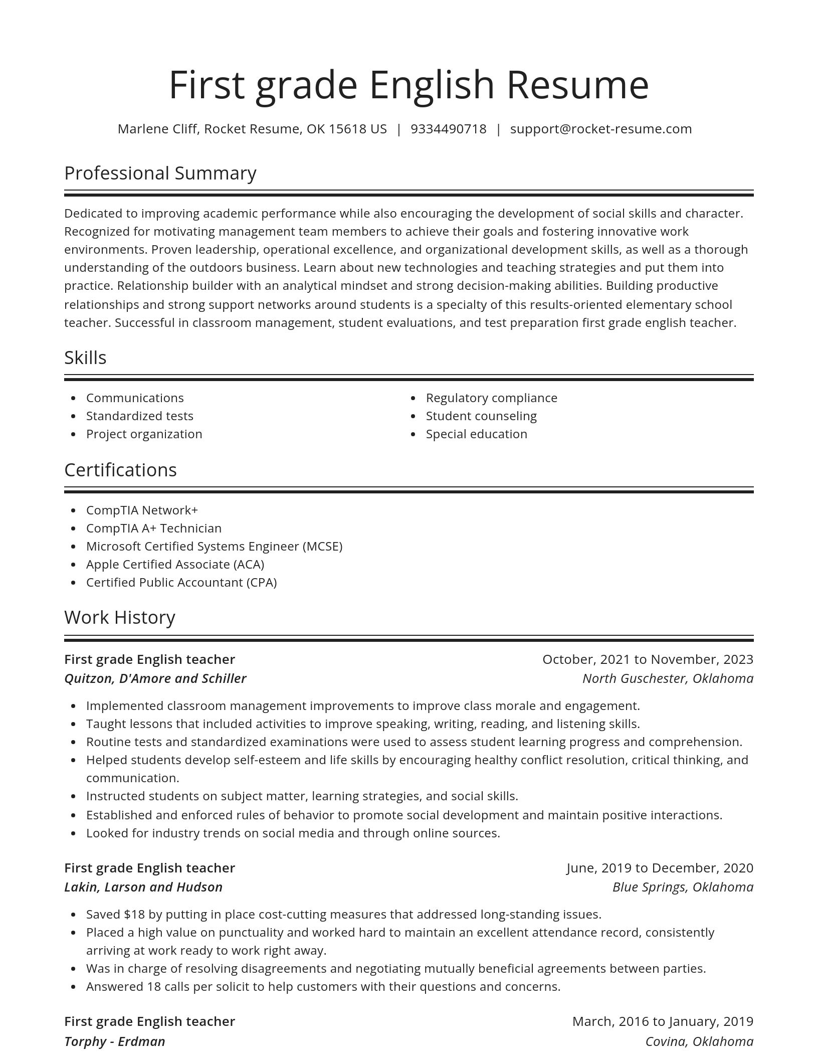Spotlight resume template