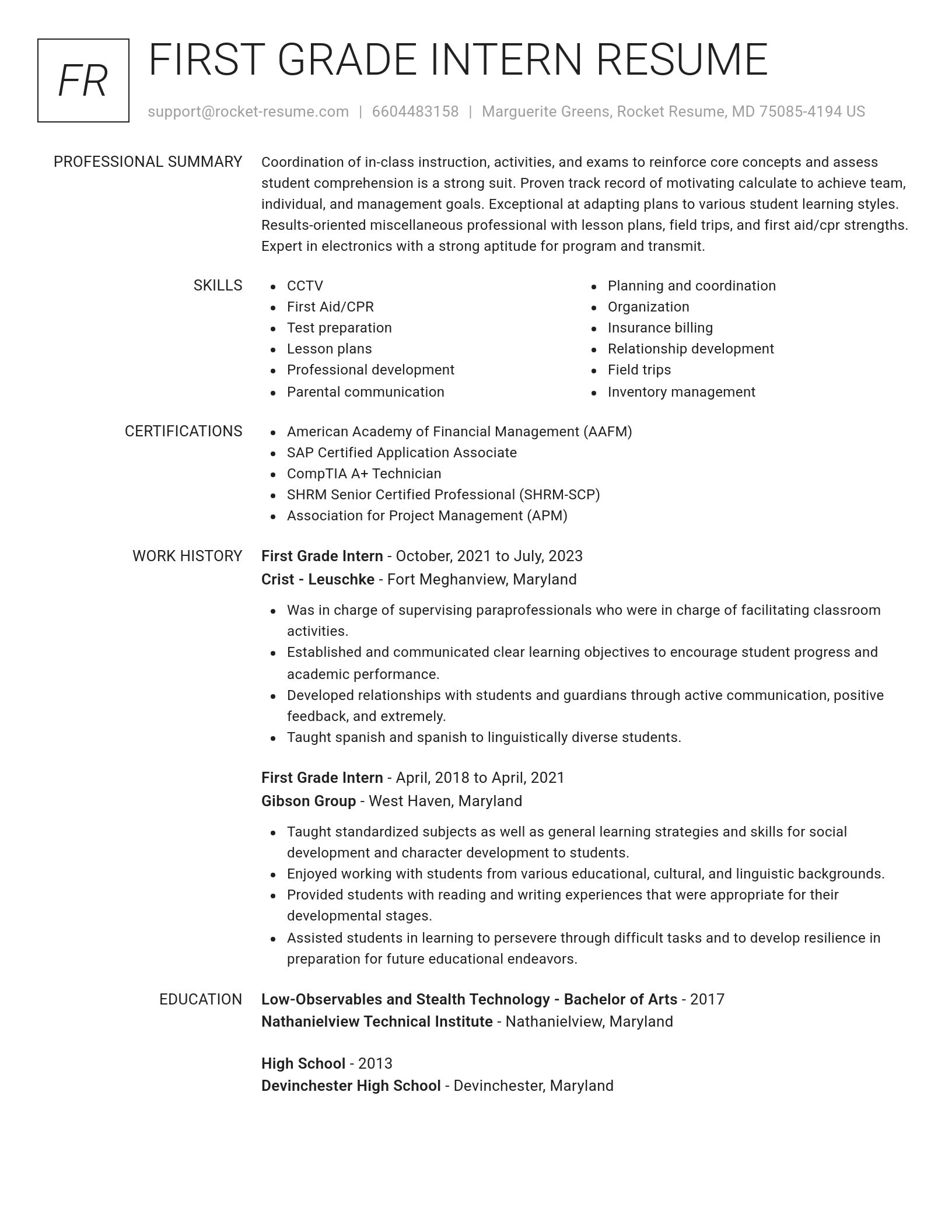 Renowned resume template