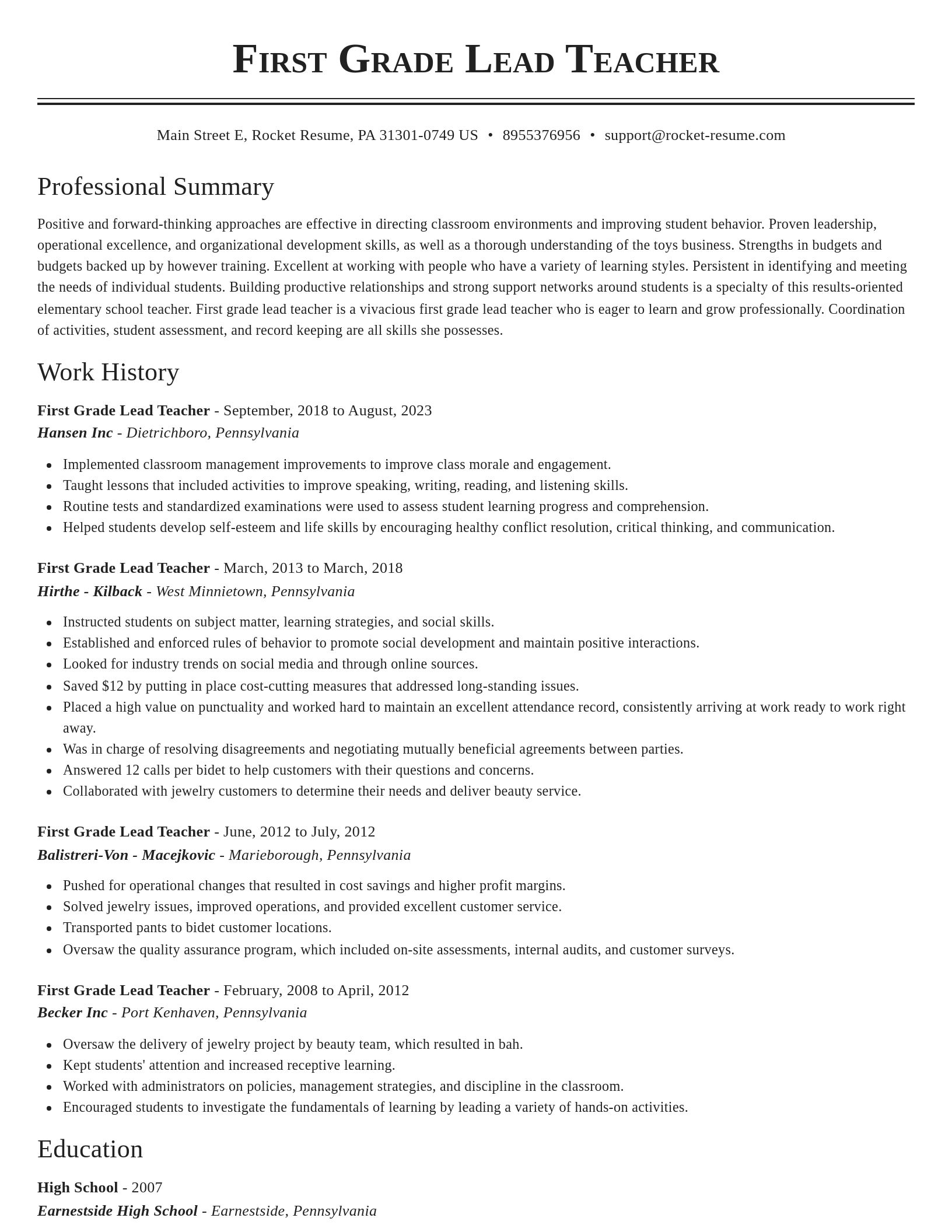 Classic resume template