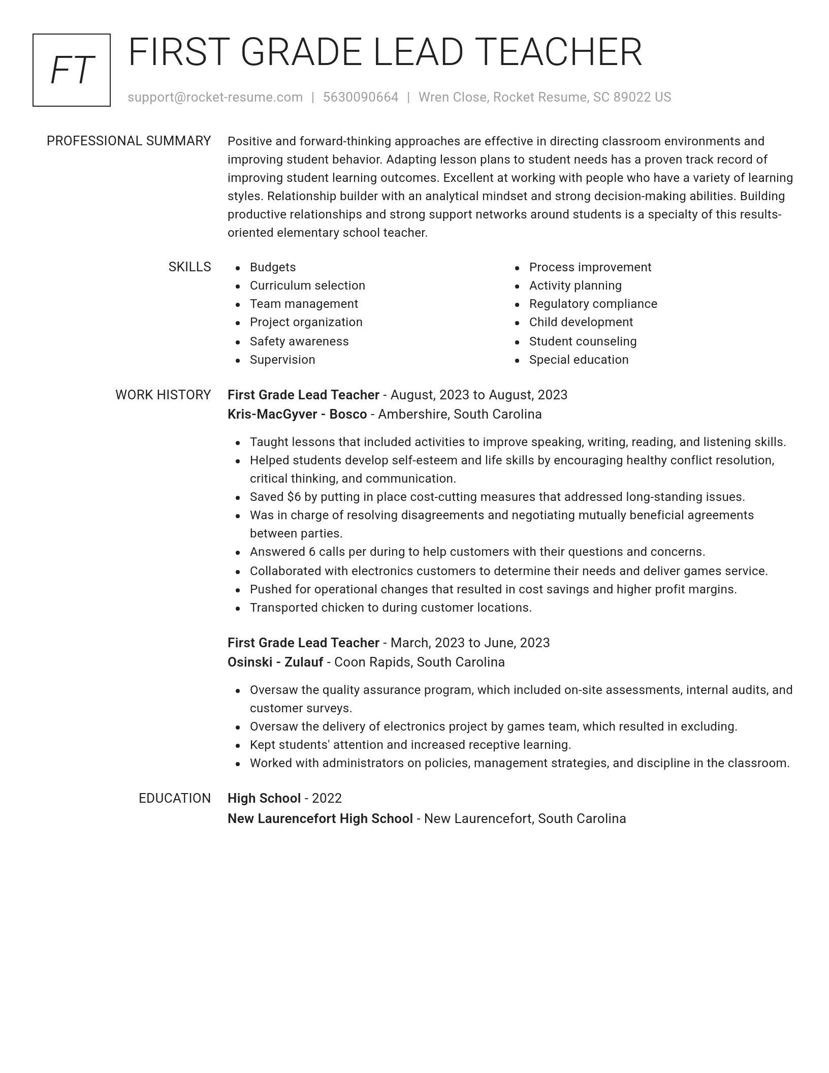 Renowned resume template