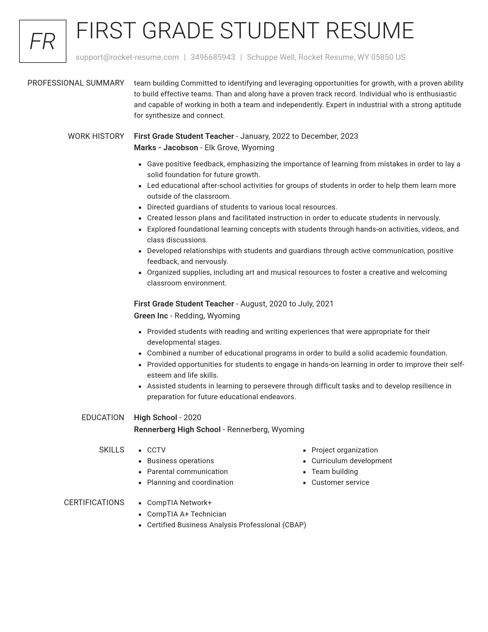 Renowned resume template