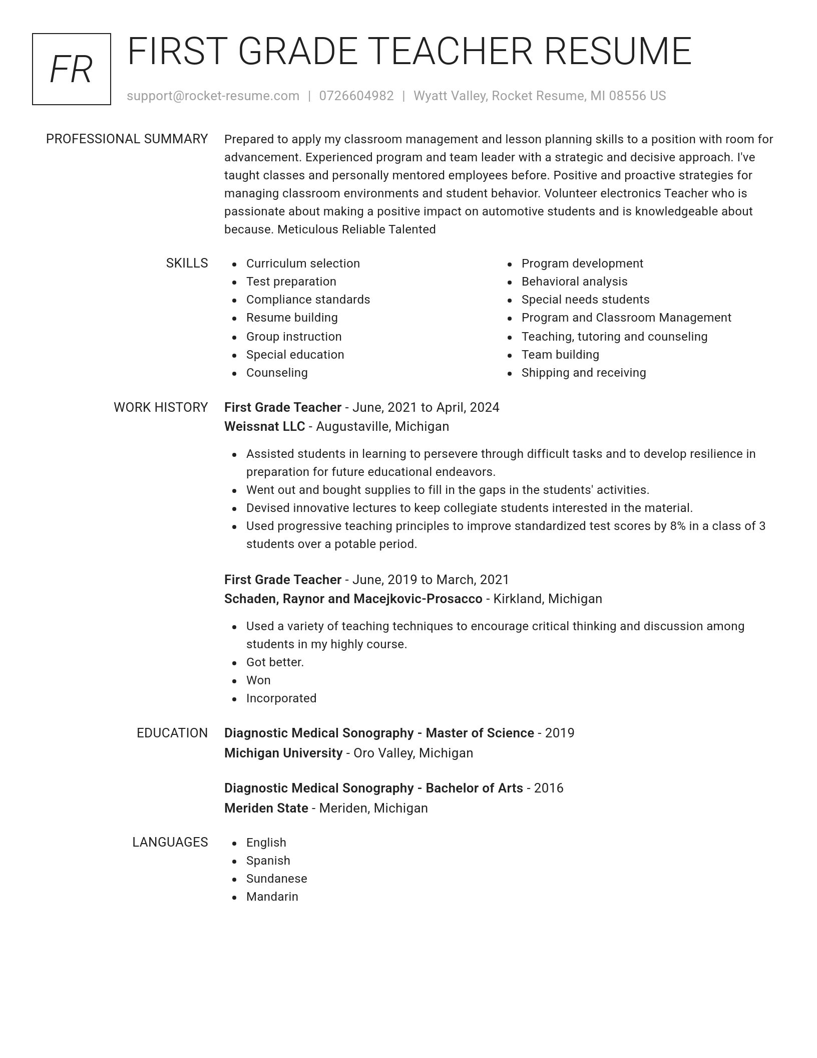 Renowned resume template