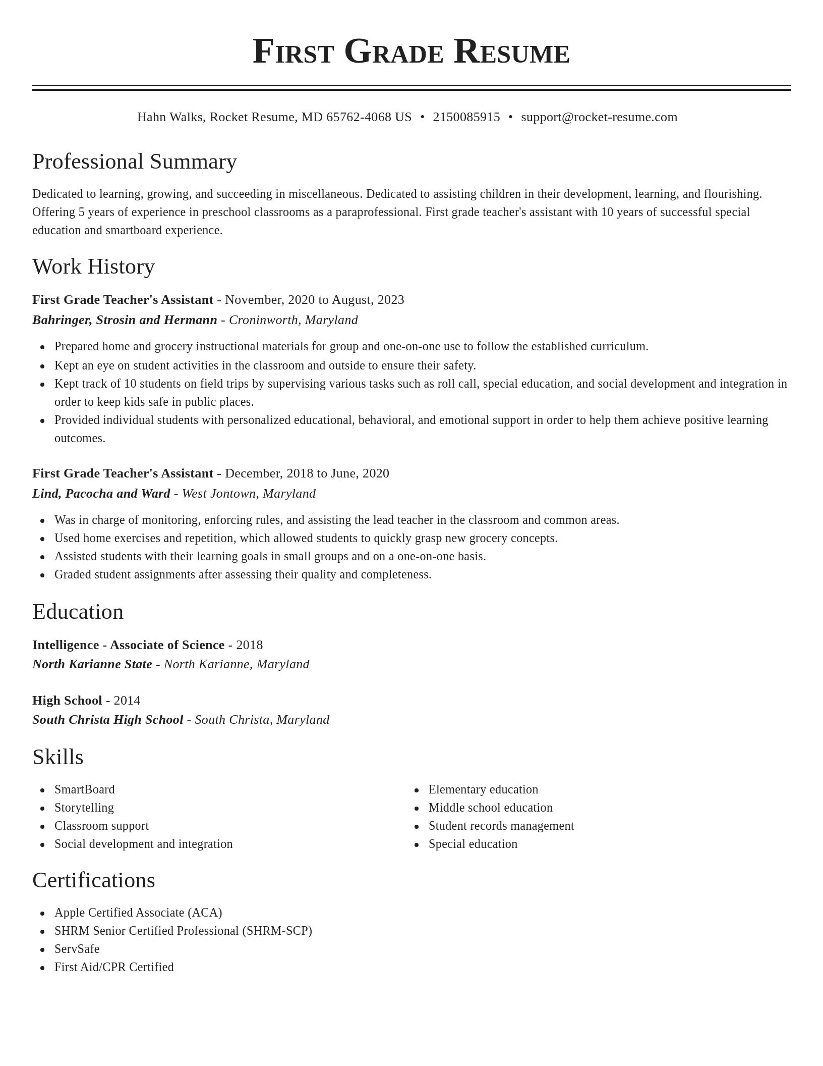 Classic resume template