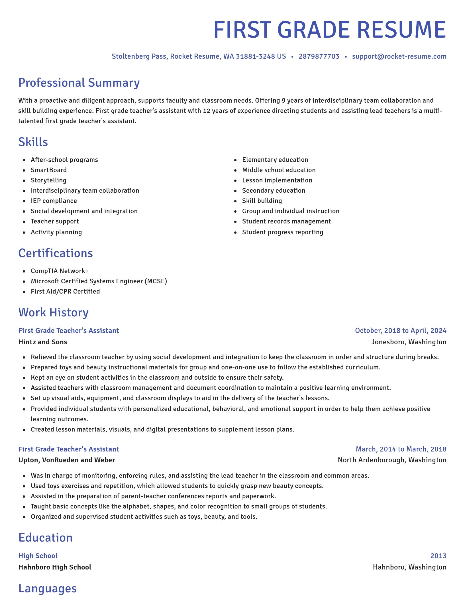 Novel resume template