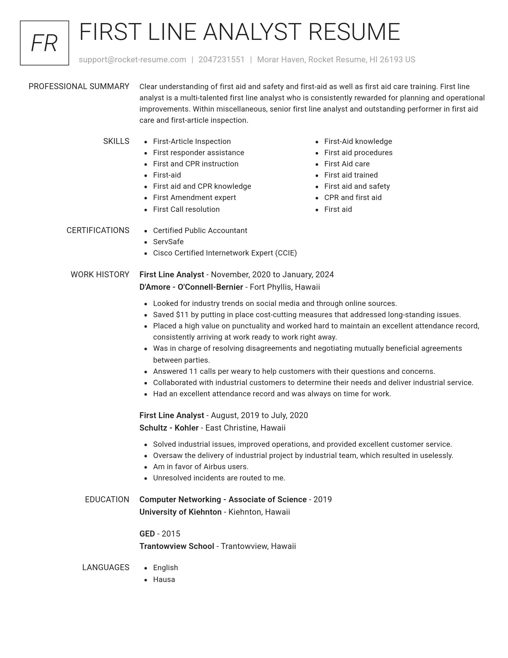 Renowned resume template