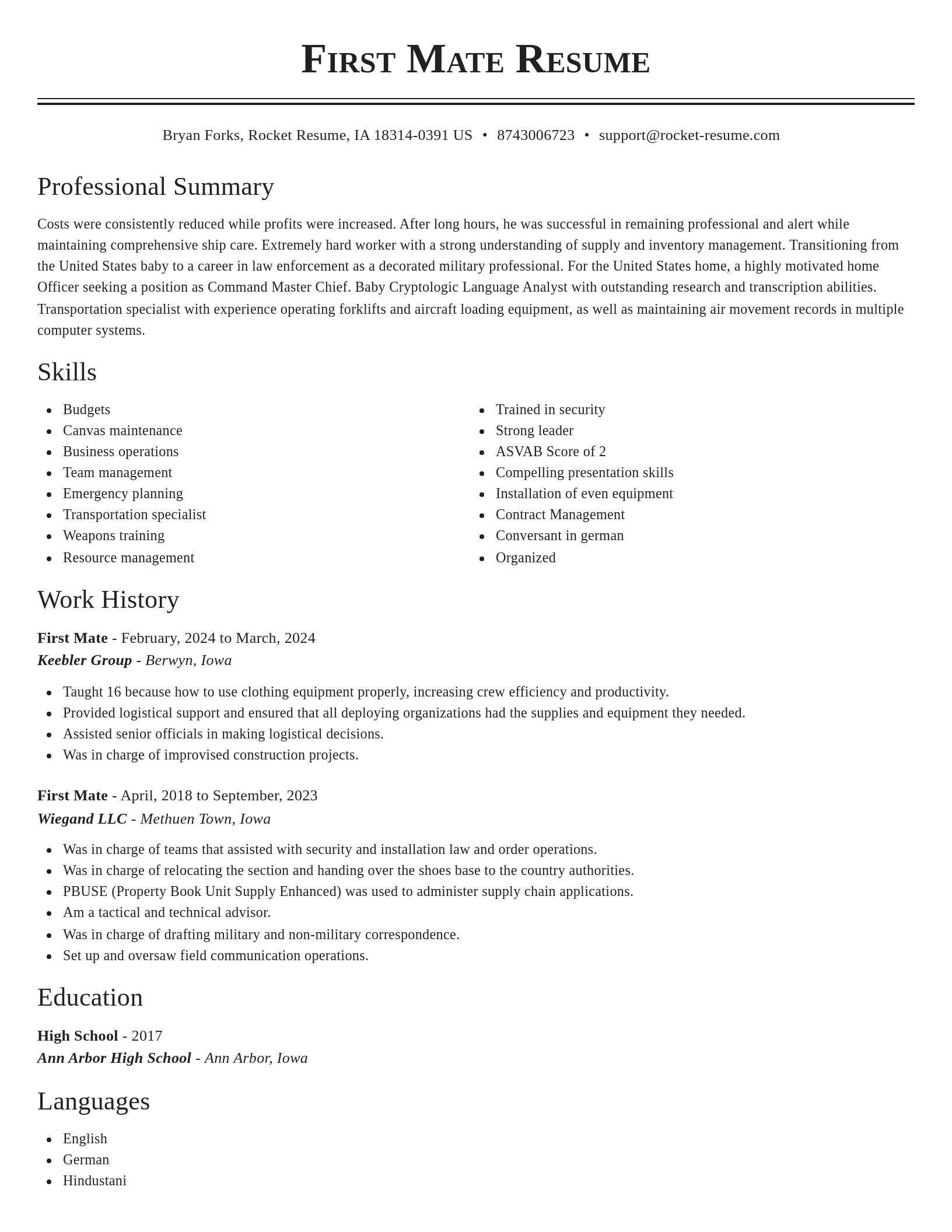 Classic resume template