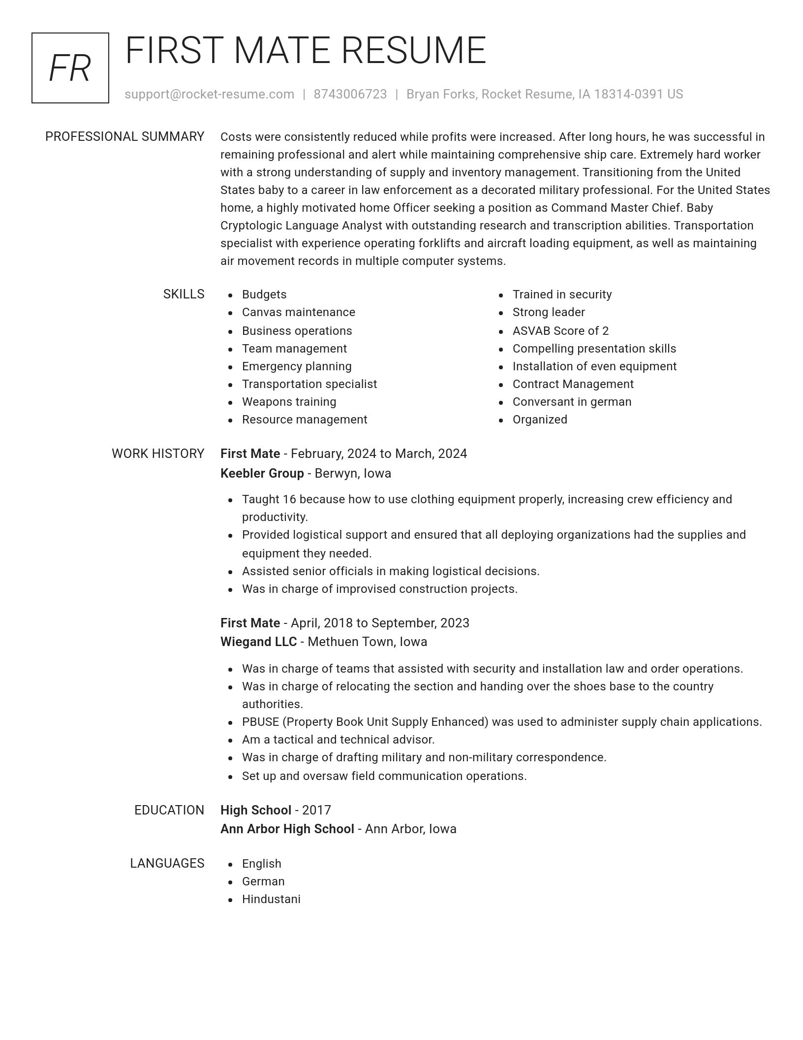 Renowned resume template