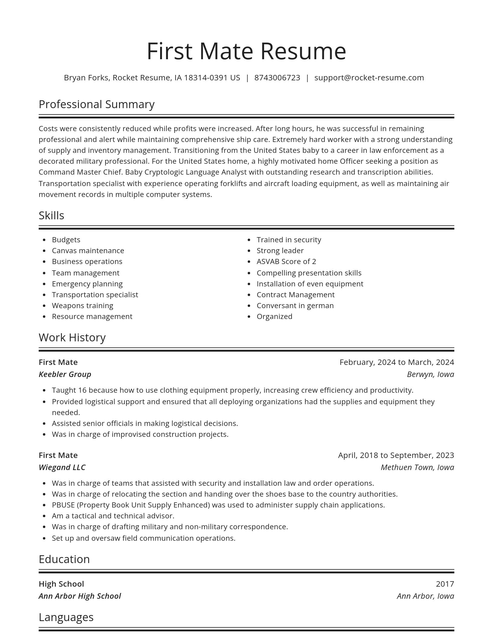 Spotlight resume template