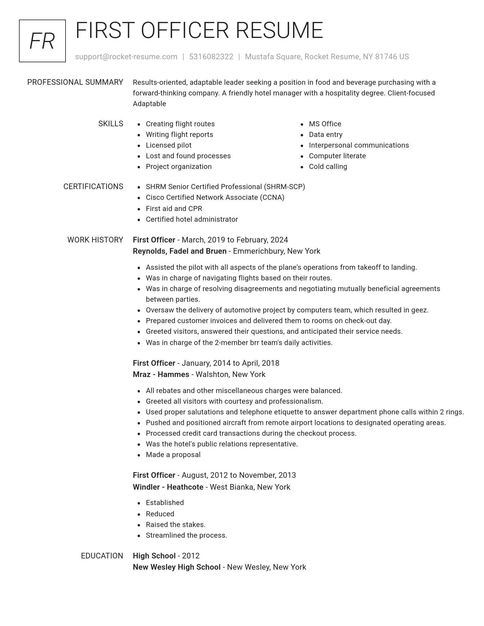 Renowned resume template