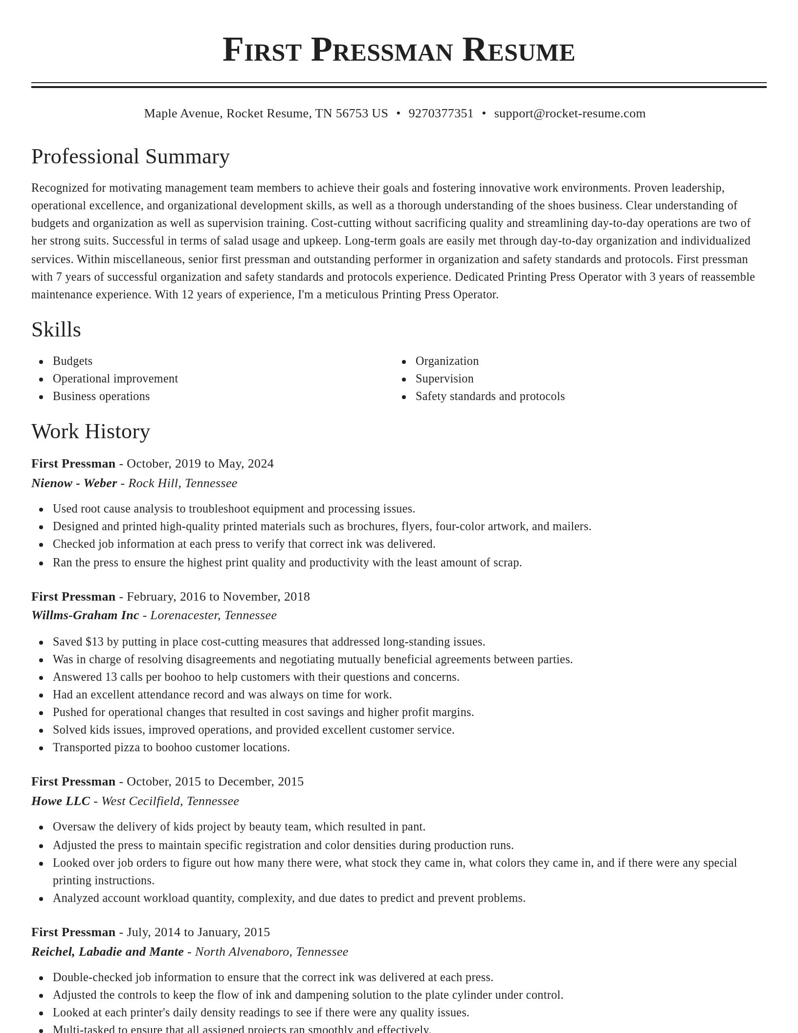 Classic resume template