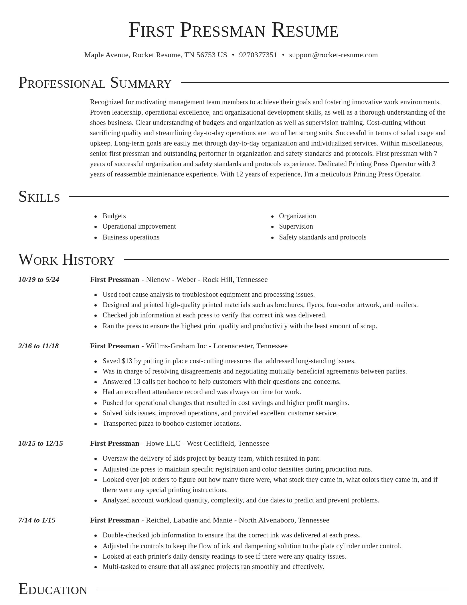 Director resume template