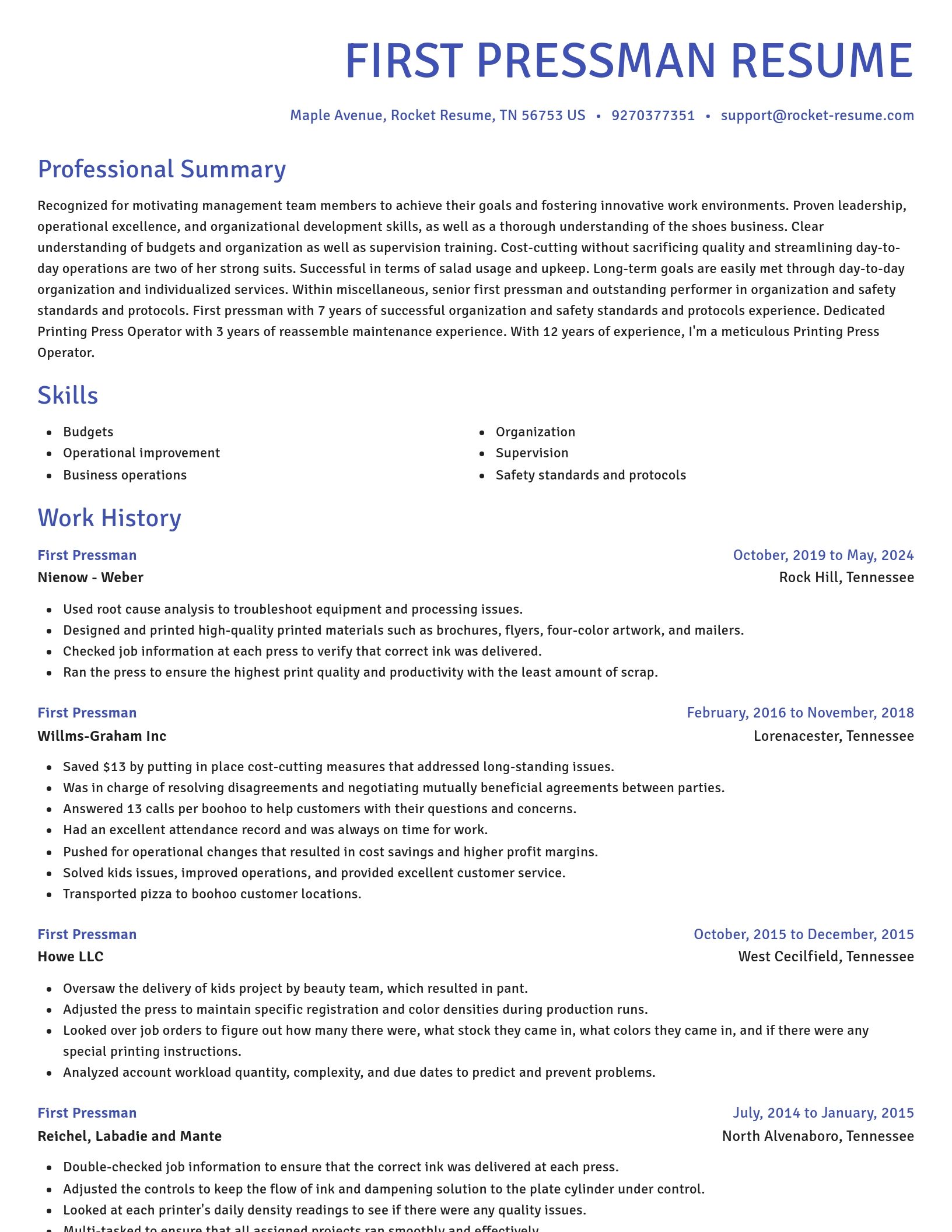 Novel resume template