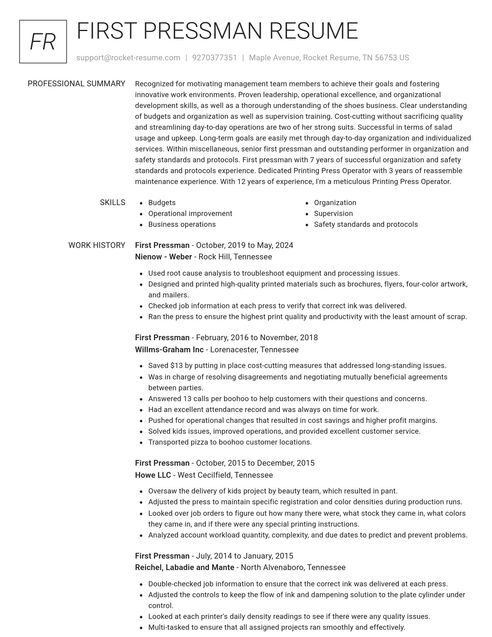 Renowned resume template