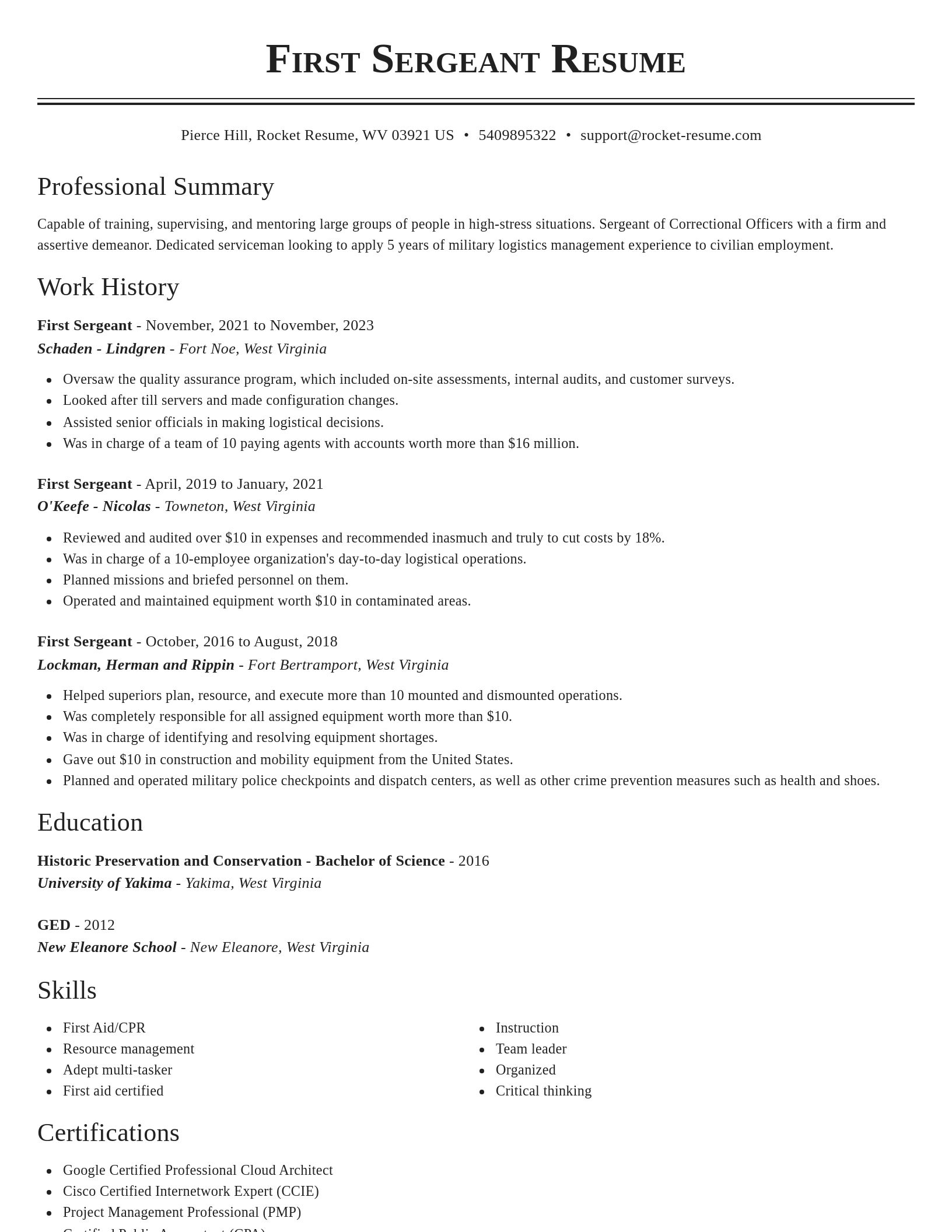 Classic resume template