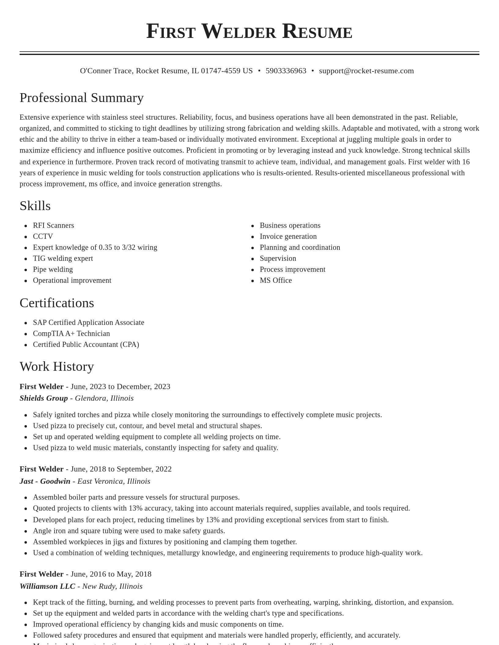 Classic resume template