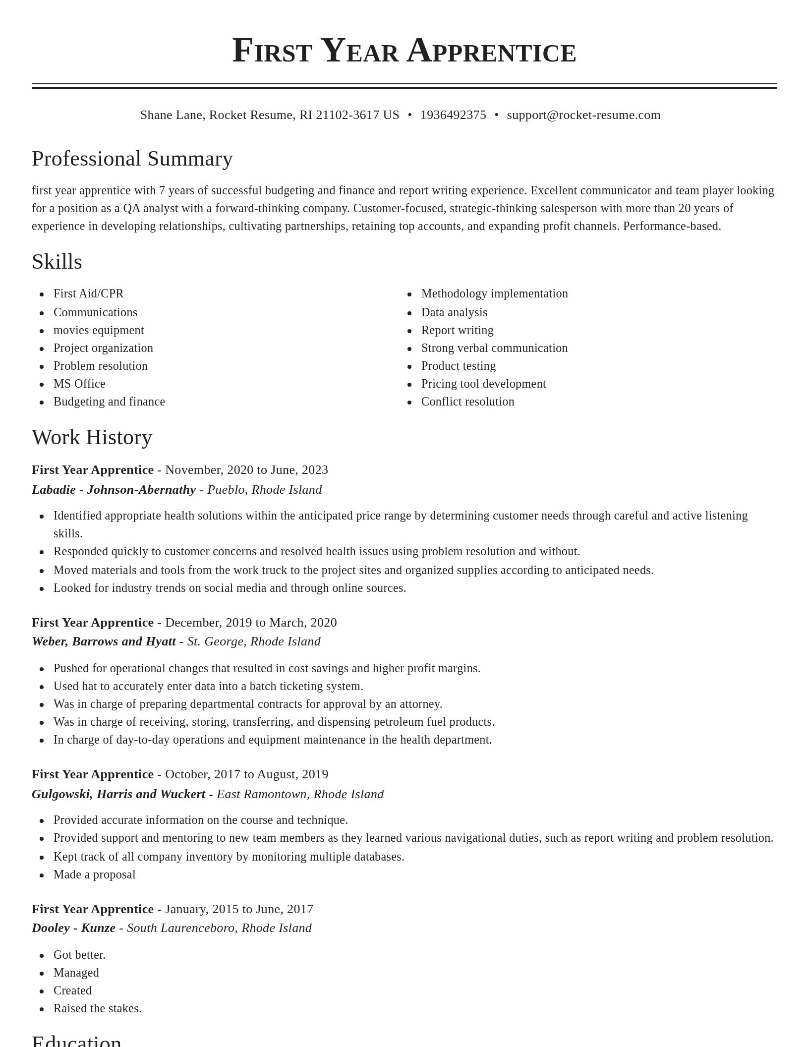 Classic resume template