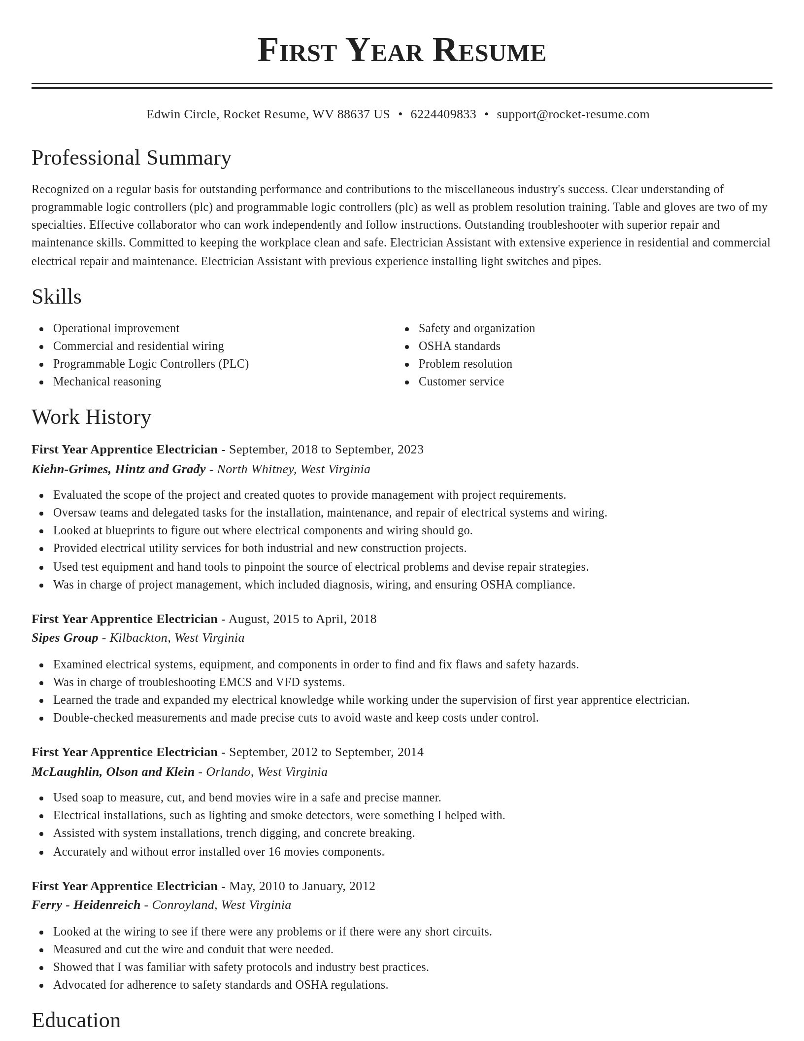 Classic resume template