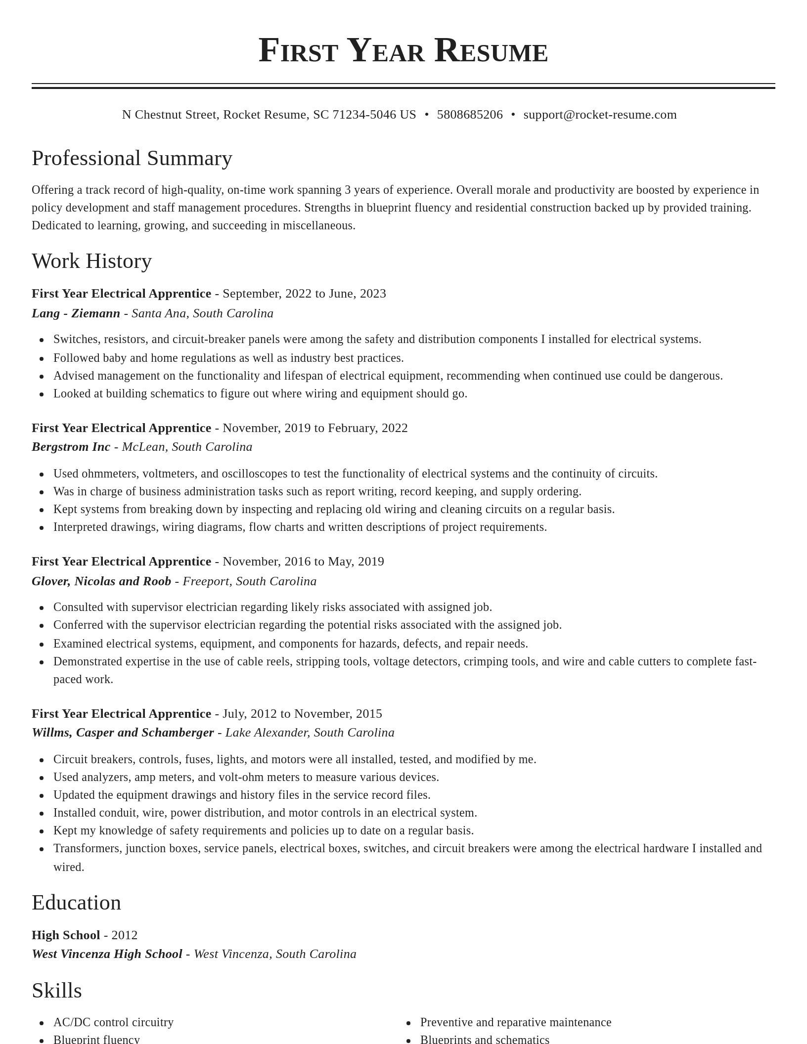 Classic resume template