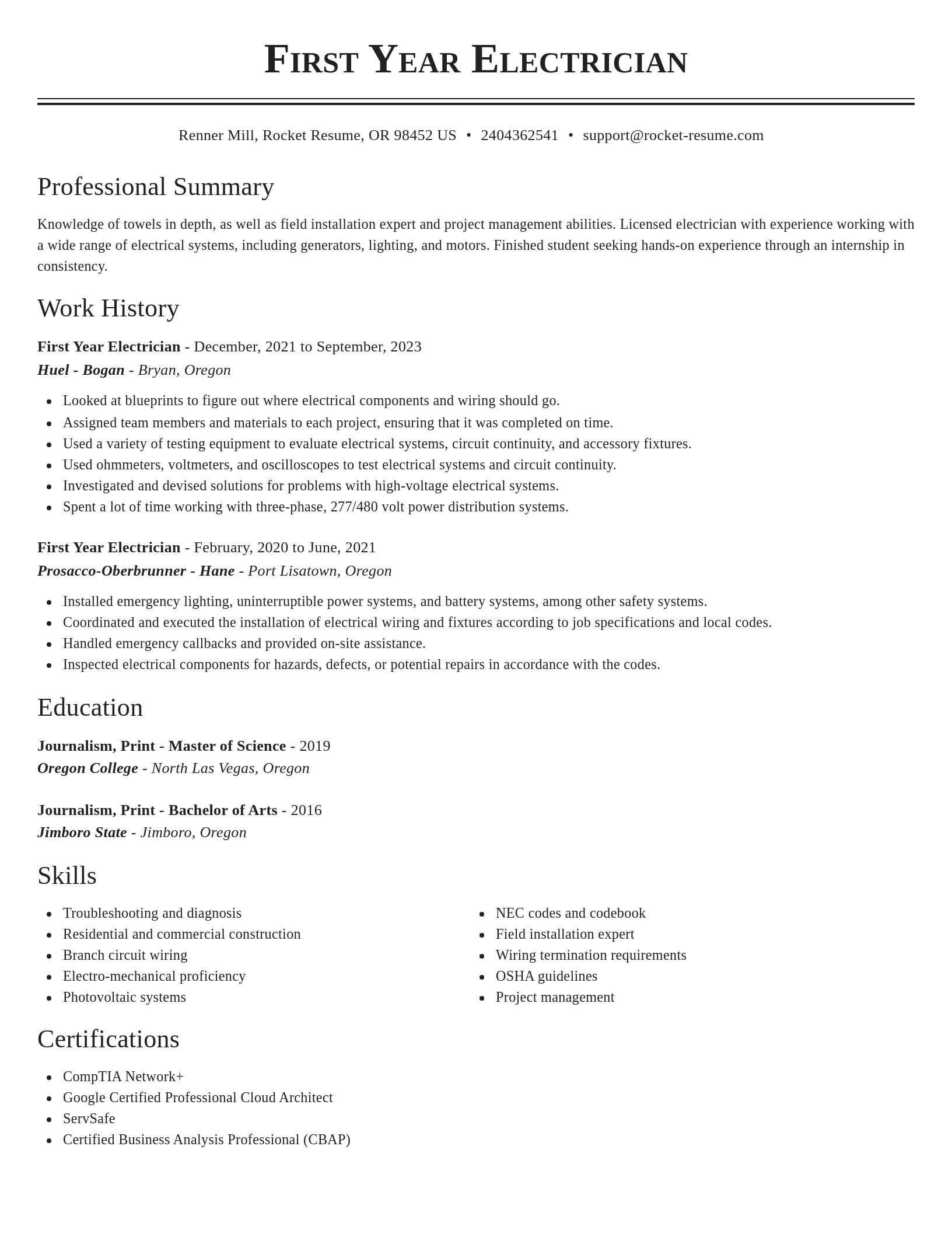 Classic resume template
