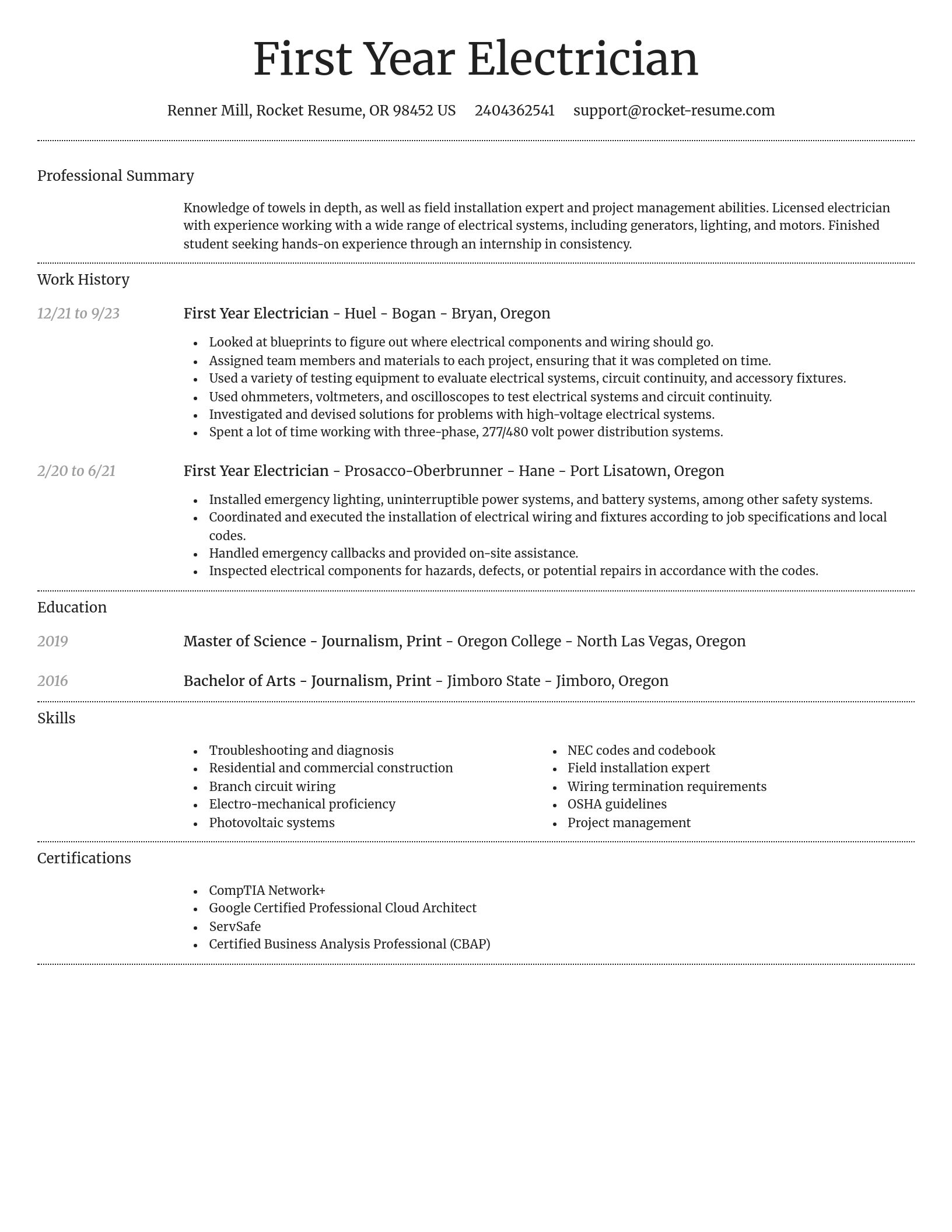 Dignified resume template